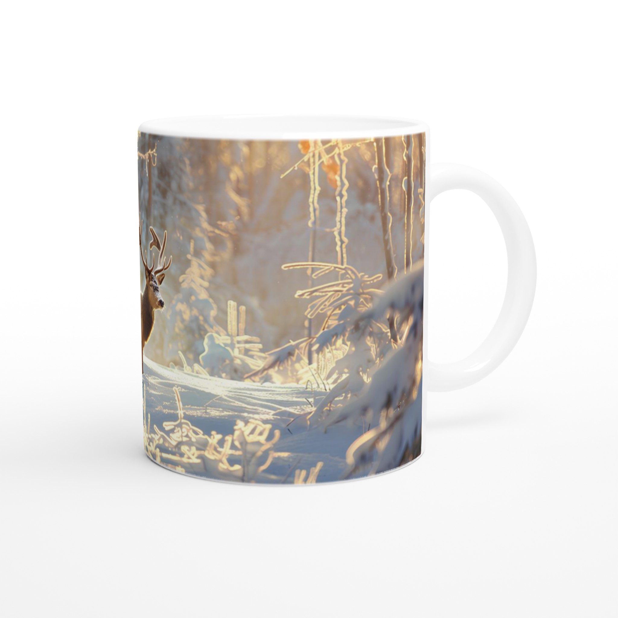 Vintermagi: Älgen i Snölandskap – 11 oz Premium Keramikmugg i ditt Val av Färg 9 828b35fc-fd11-4366-a854-857645767b81