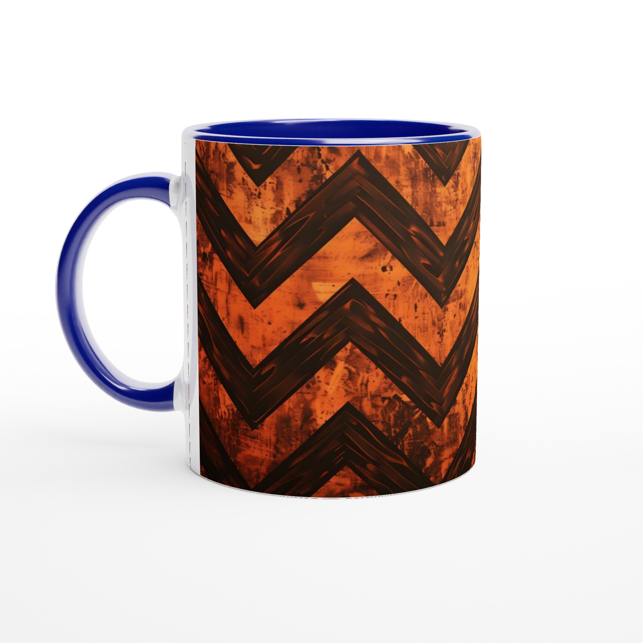 Vit 11oz keramisk mugg med djärvt orange och svart zigzagmönster – välj mellan sju levande färger 2 82965f0a-0a26-43a1-89f2-84406cdbfeae