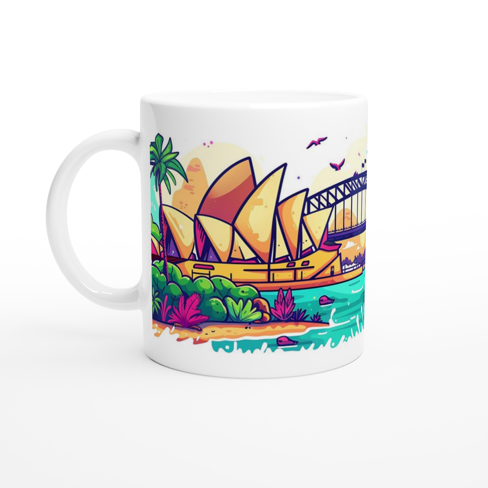 Sydney Harbor Pop Art Keramisk Mugg – Färgglad Resemugg i Valfri Färg 1 82cce645-533a-4dff-87a8-69bf2501b45b