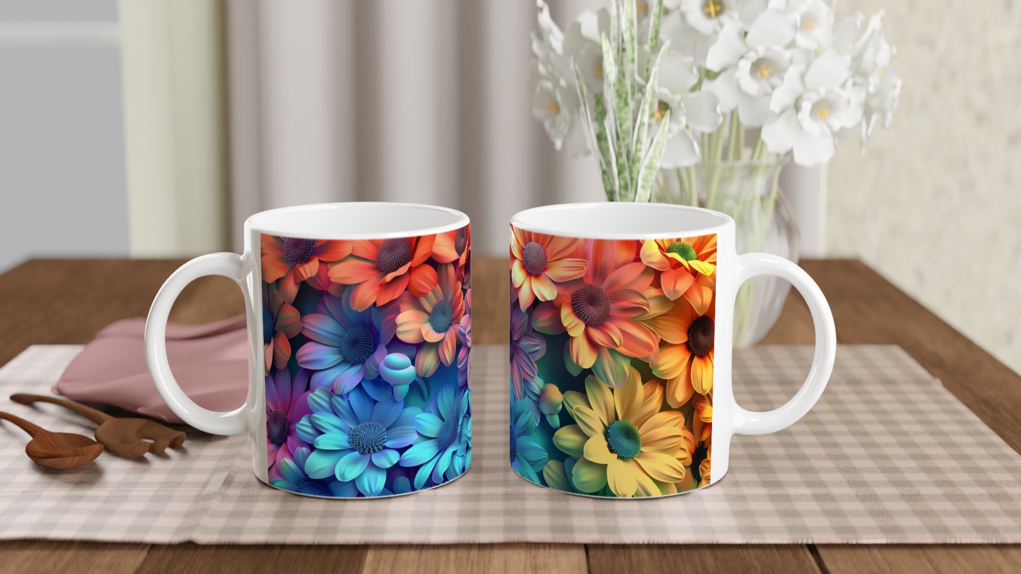 Färgsprakande Blomstermugg – 11 oz Keramikmugg i ditt Val av Sju Livfulla Färger 10 8309dd2c-a5c2-4072-a3c8-3b258e186a34