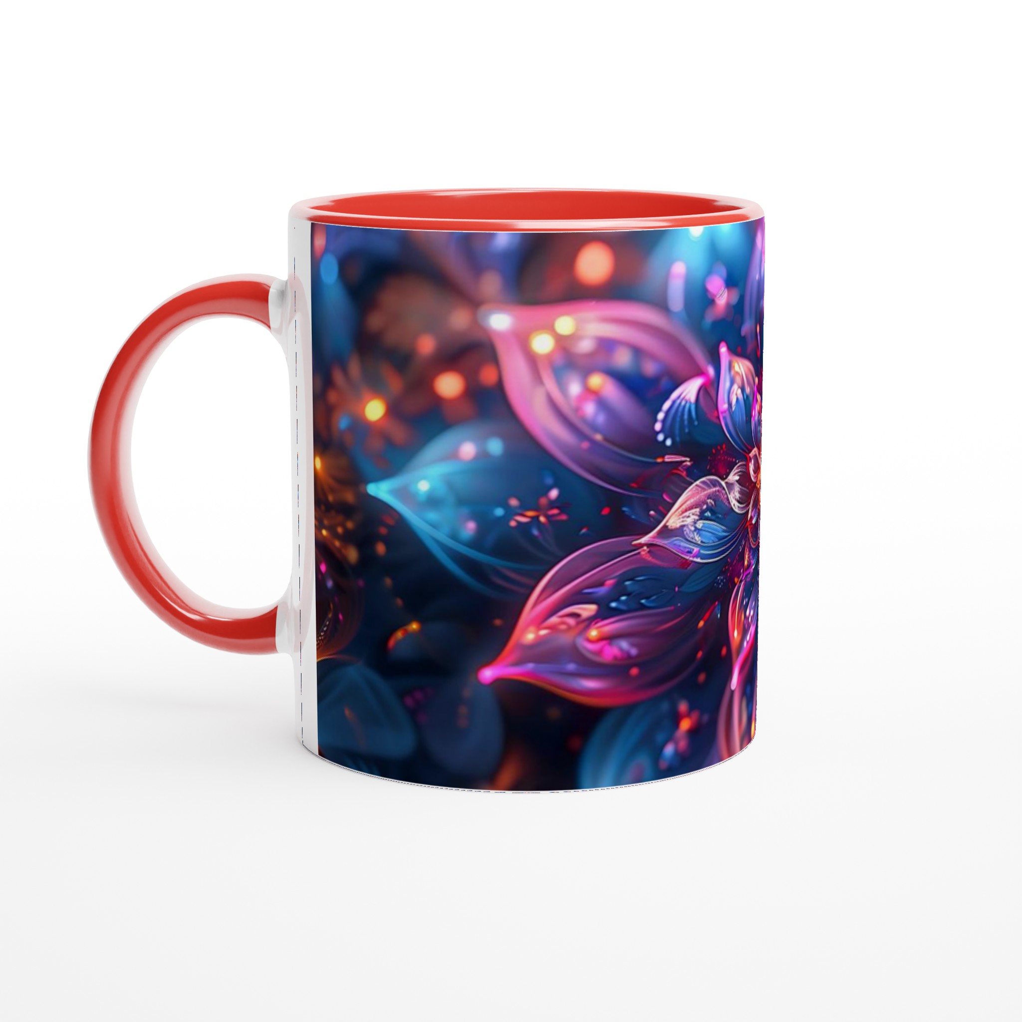 Abstrakt Fluorescerande Blomstermugg – Vibrerande 11oz Keramikmugg i ditt färgval 5 83279a74-48f8-4d0f-9723-ca49a7eeb808