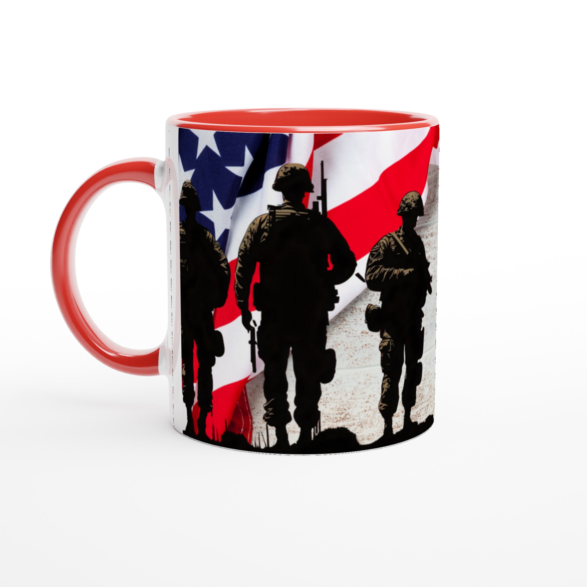 Vit 11oz keramisk mugg med patriotiskt soldatmotiv – välj bland sju färgstarka keramiska nyanser 5 83af04a9-8e97-4f4d-b2ae-bf555b16bd8a
