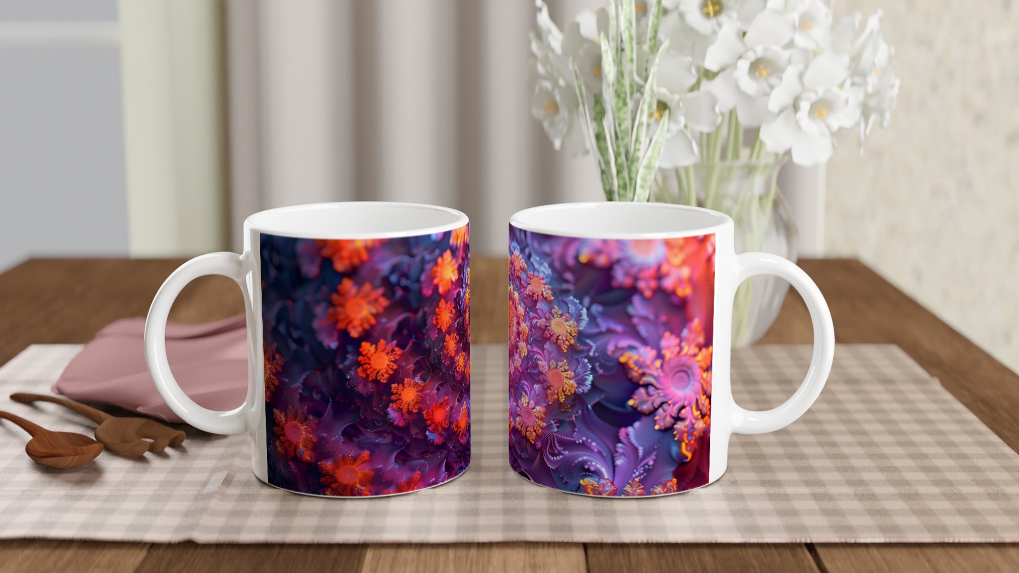 Abstrakt Spiralblomma Mugg - 11oz Keramisk Kaffemugg med Konstfull Design & Flera Färgalternativ 10 83bbbb01-2747-434d-9e88-42b366f7a0ec
