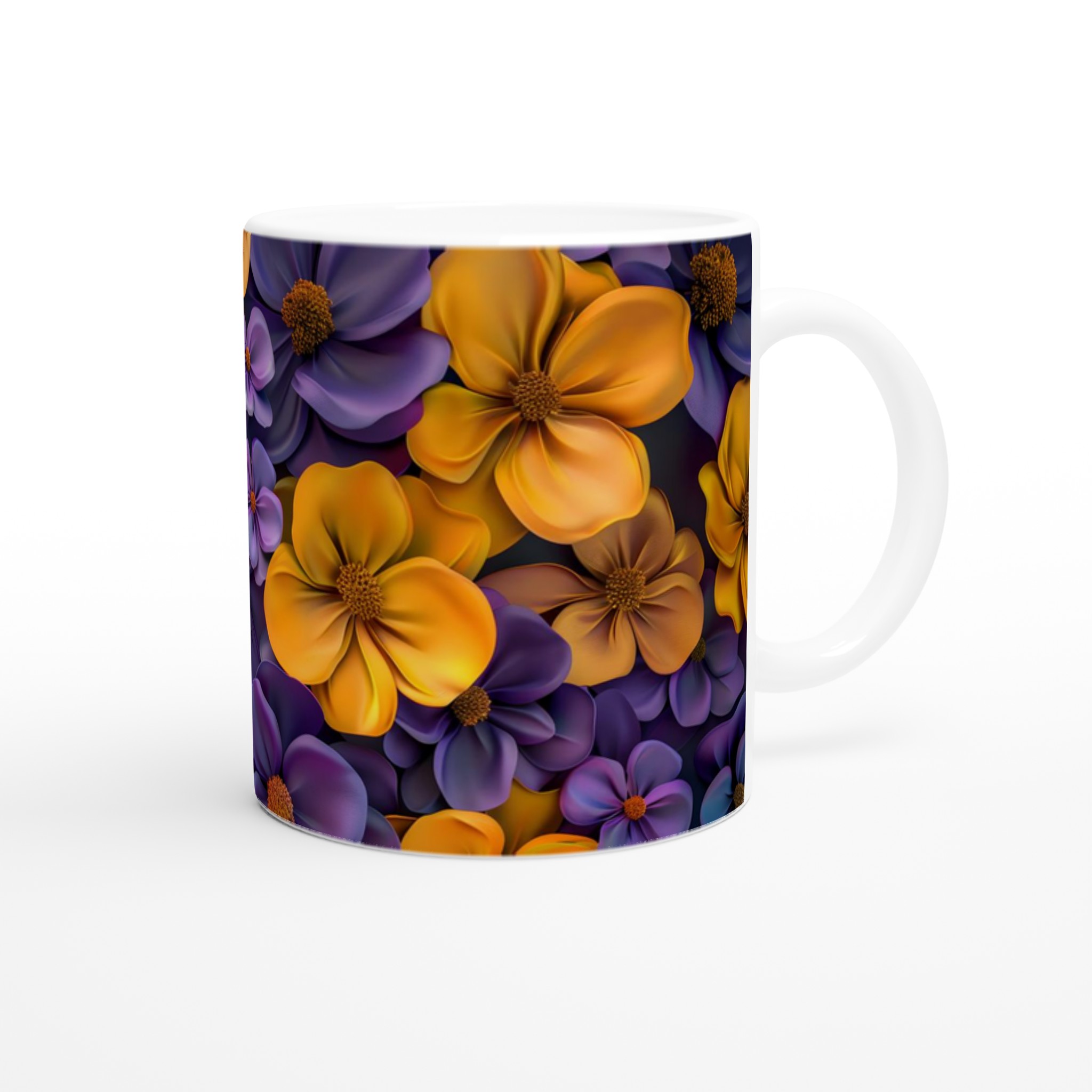 Ceramic Mug 11oz - Yellow & Purple Floral Blossom Design – Choose Your Ceramic Hue 9 83c3f38b-f0ed-4746-a09a-2f9a11f6a869