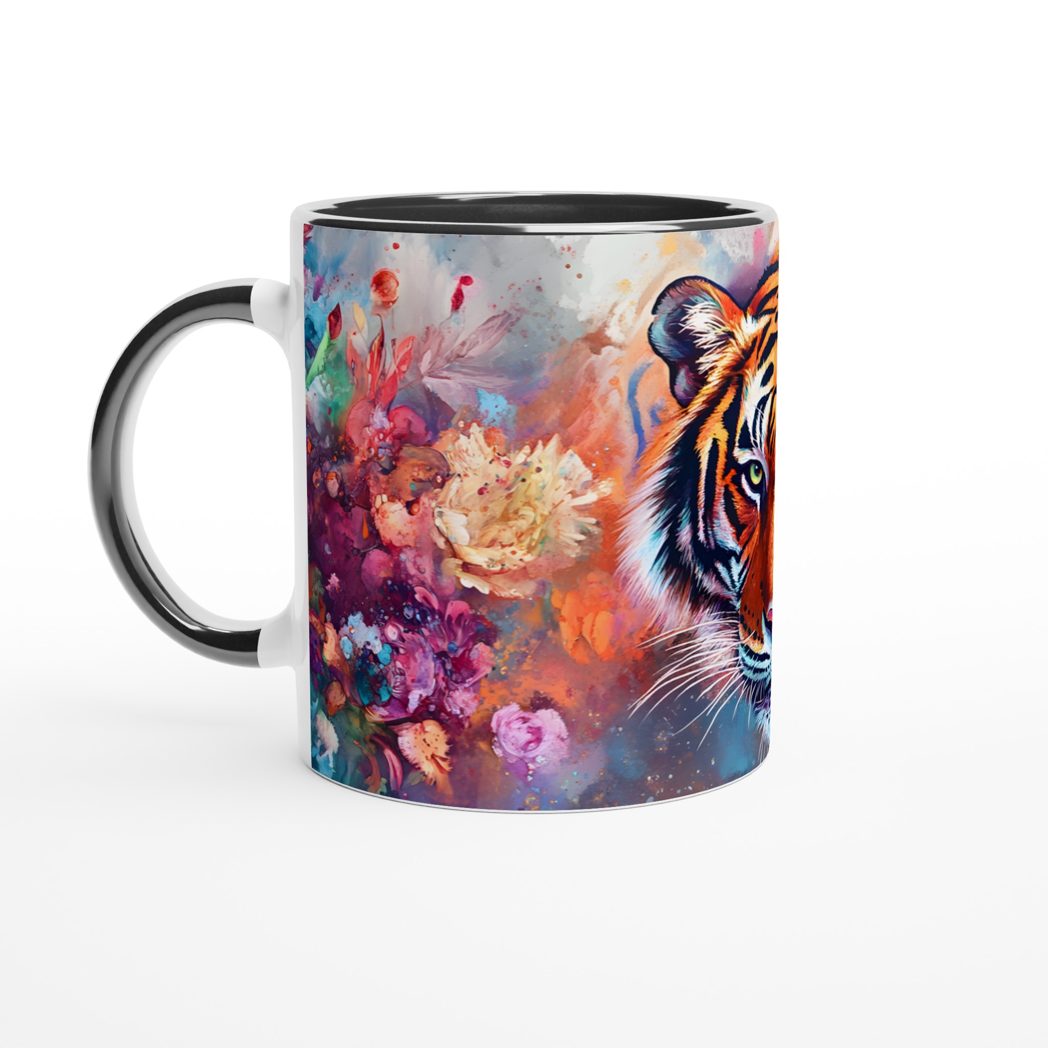 Abstrakt Tigermugg - 11oz Keramisk Kaffekopp med Färgstarkt Vattenfärgstryck, Välj Din Favoritfärg! 4 83c84ea4-2544-4a6a-9307-377e678dc3fb