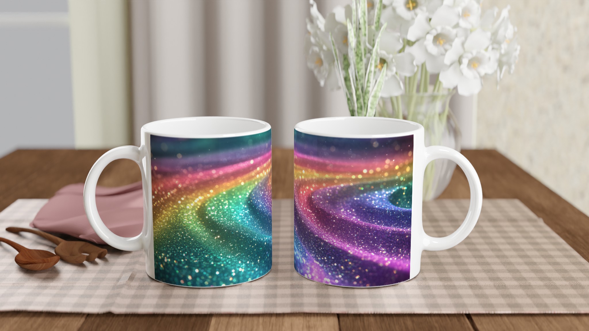 Glittrande Regnbågsfärgade Keramikmugg – Din Kaffestund, Strålande och Unik 10 83d5240d-603a-4ee3-9316-61f3ed69feba
