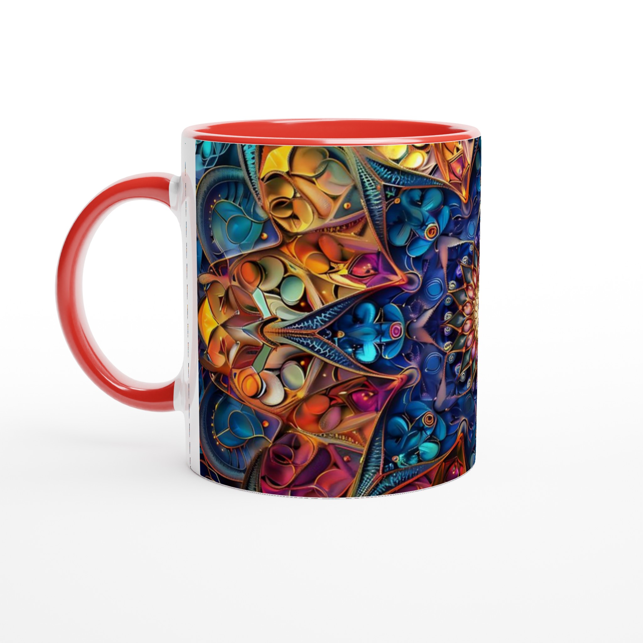 Kosmisk Mandala Keramikmugg - 11oz, Levande Mönster i Blått och Guld för En Färgstark Start på Dagen 5 83d6cd0e-192b-4432-9c42-e9838c832693