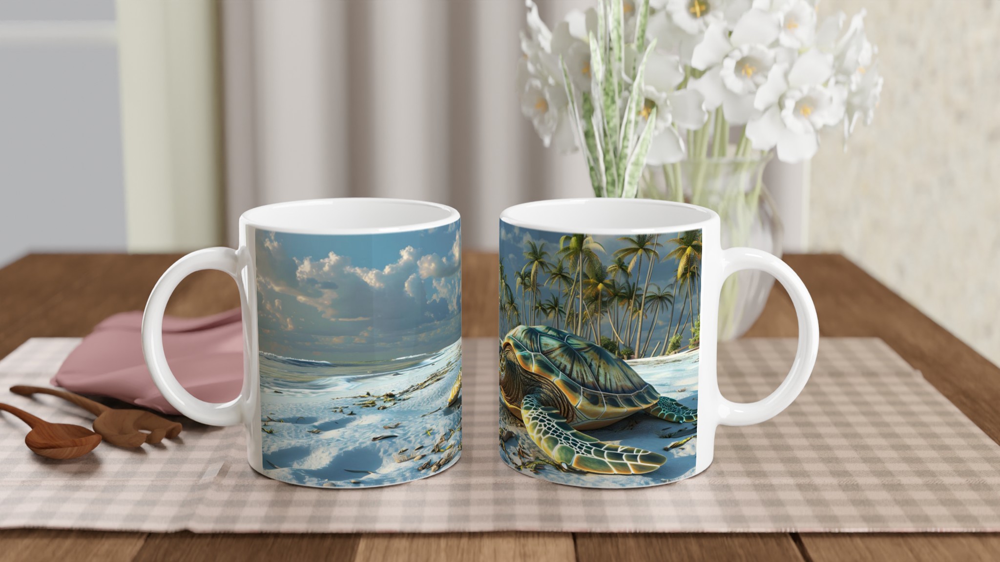 Tropisk Havssköldpadda Mugg – Levande Strandmotiv, 11oz Keramisk Mugg i Valfri Färg 10 844ed823-eaf5-49c1-af03-2c6b3bdccebb