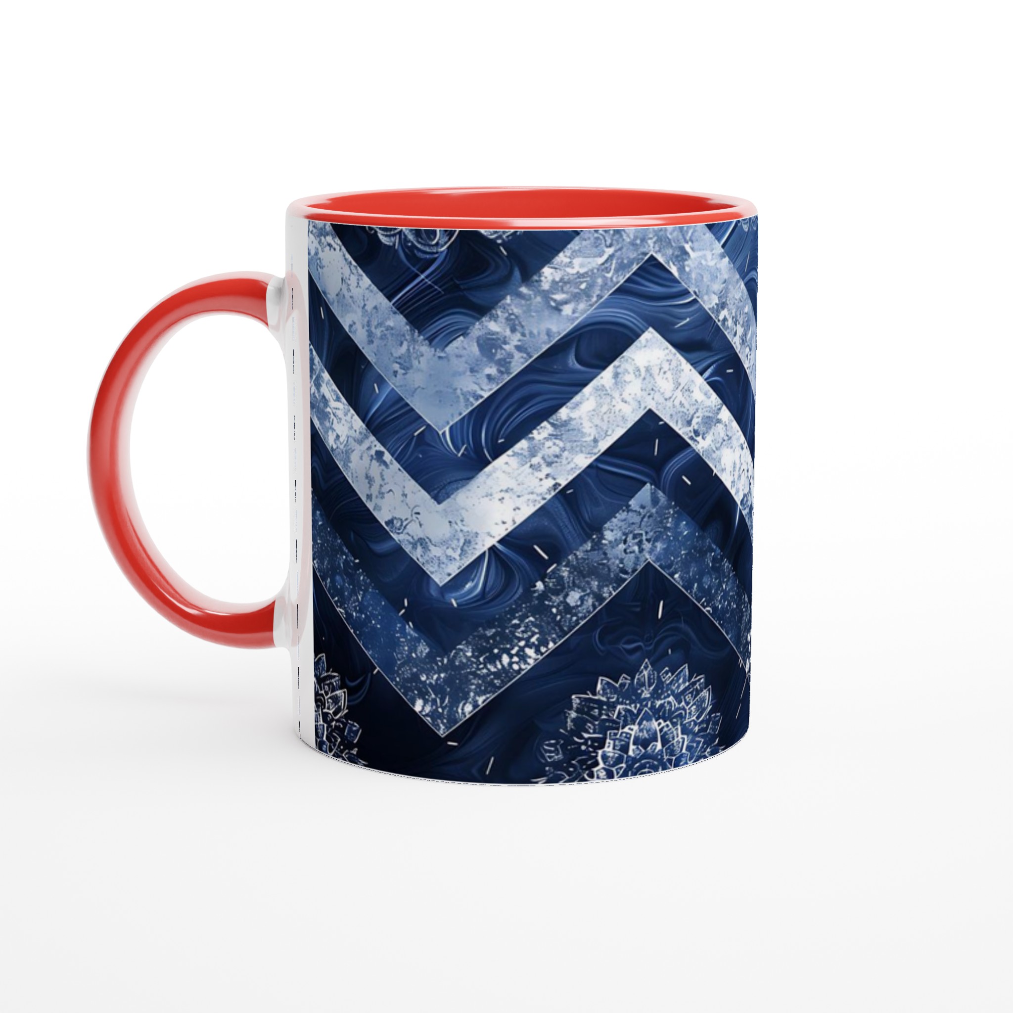 Vit 11oz keramisk mugg med stilren blå zigzag och mandalamönster – välj bland sju färgstarka keramiknyanser 5 84553c6d-be29-4ec7-b382-08db17fc744b