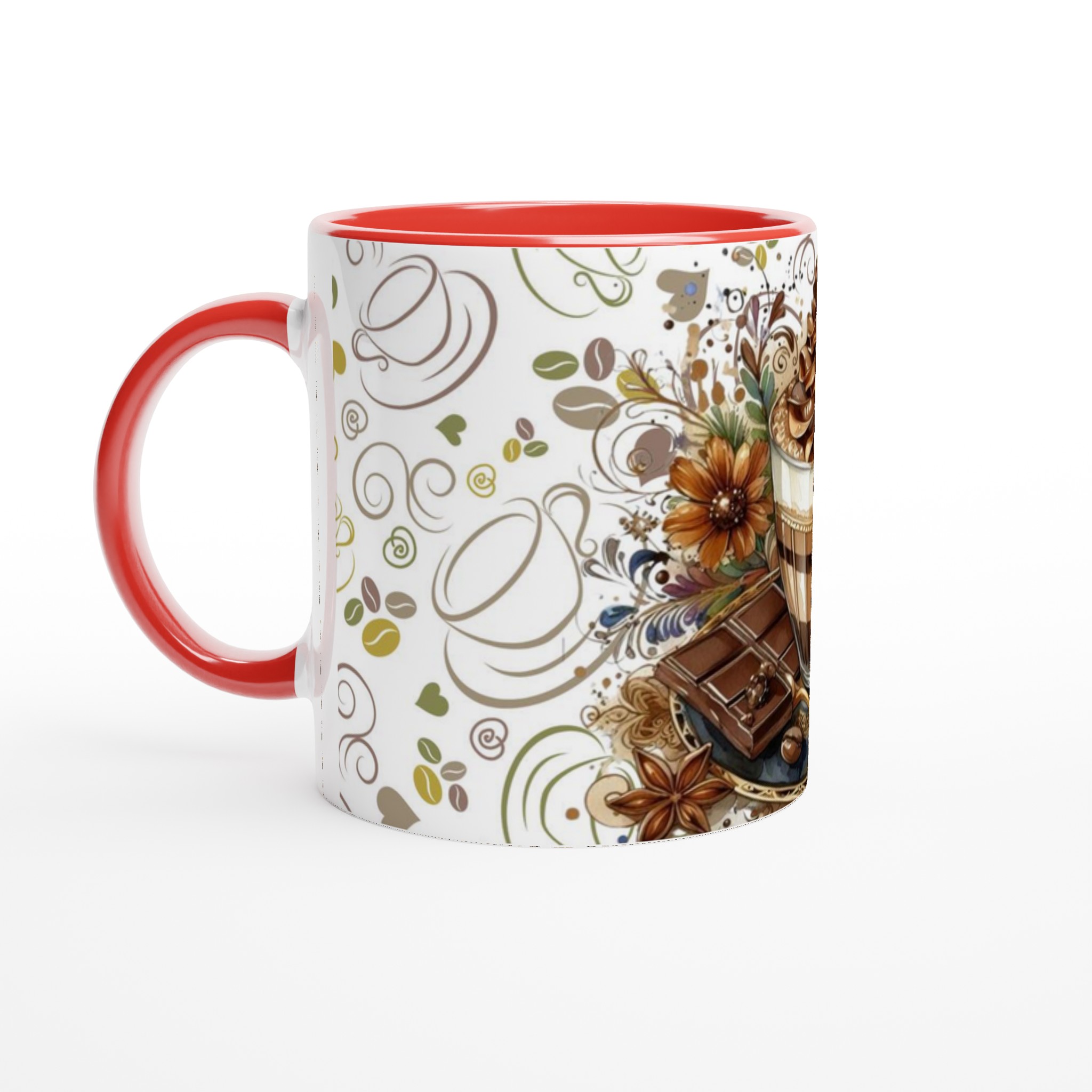 Vit 11oz keramisk mugg med elegant kaffemotiv i varma jordtoner – välj din favoritfärg 5 84572f7f-99b7-4484-a7ac-33f4d6813e67