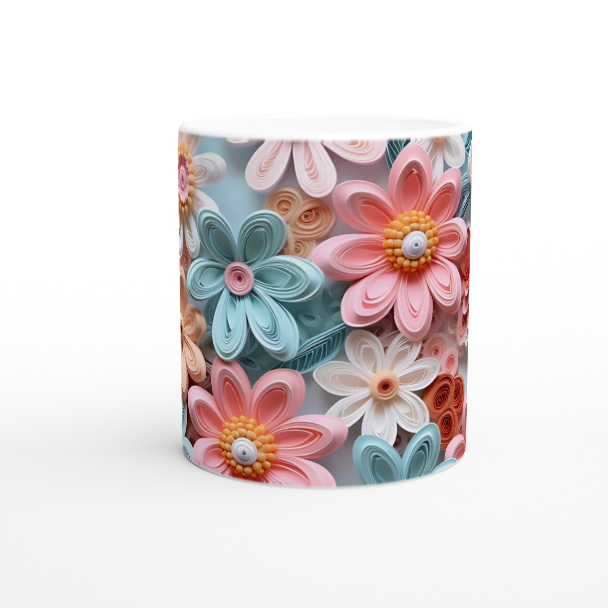Stilren Vit 11oz Keramisk Mugg med Blommig Pastellpalett – Välj Din Färg 8 8492f03e-a7a1-4855-b925-133e12359b22