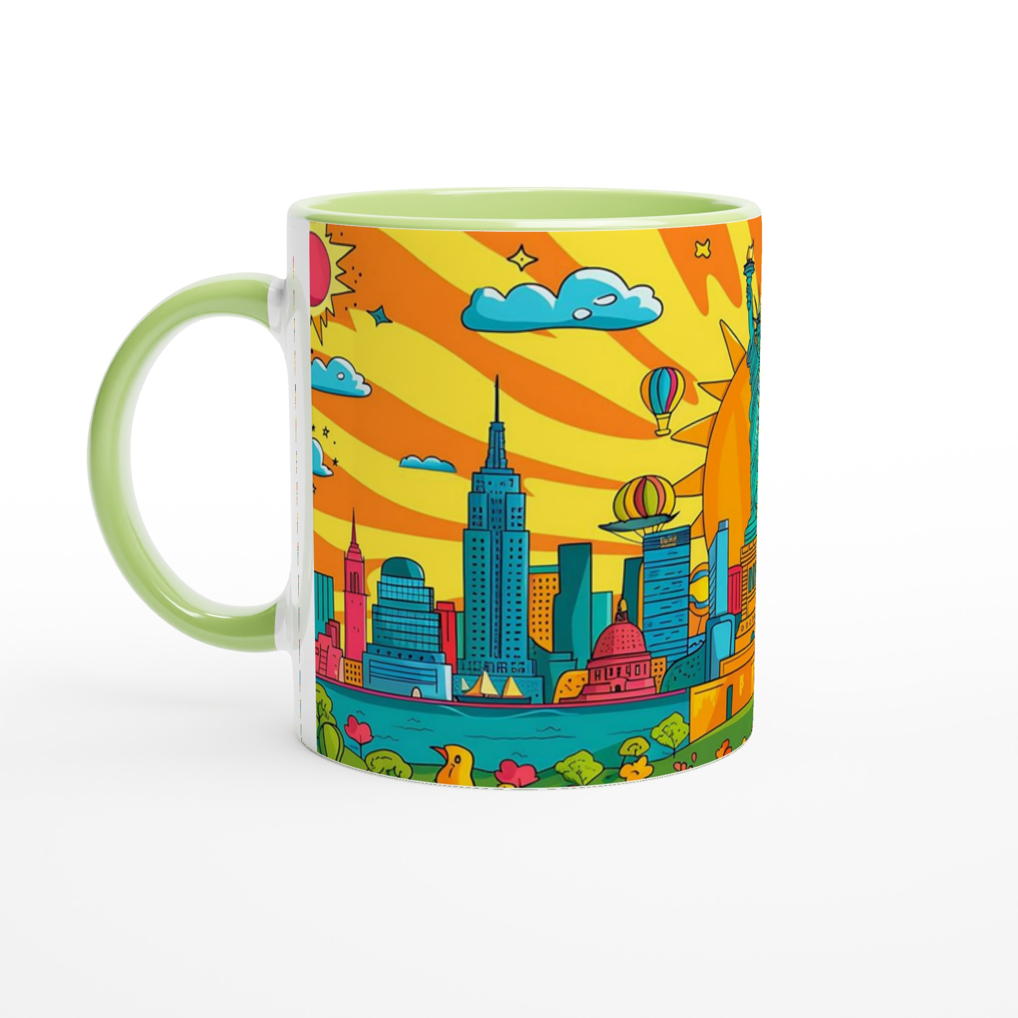 New York City Pop Art Mugg – Livlig skylineskildring för färgstarka morgnar, välj din keramiska färg! 7 84971543-f415-4f2a-aea6-3871d907f35a