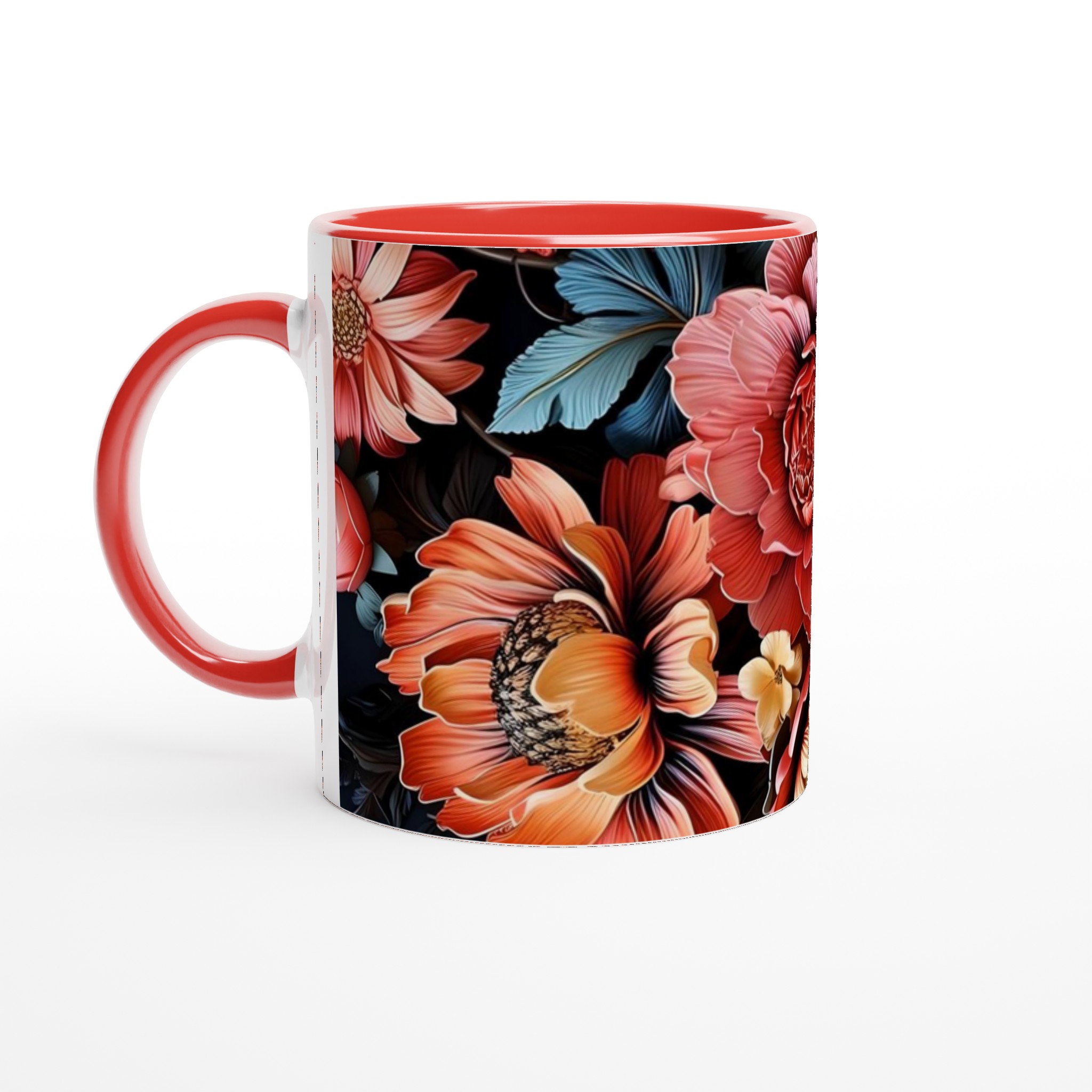 Eleganta 11oz keramikmuggar med blomsterprakt - välj bland sju stilfulla färger 5 84fbf711-0de9-4cb1-afb7-7c1983d0cfee