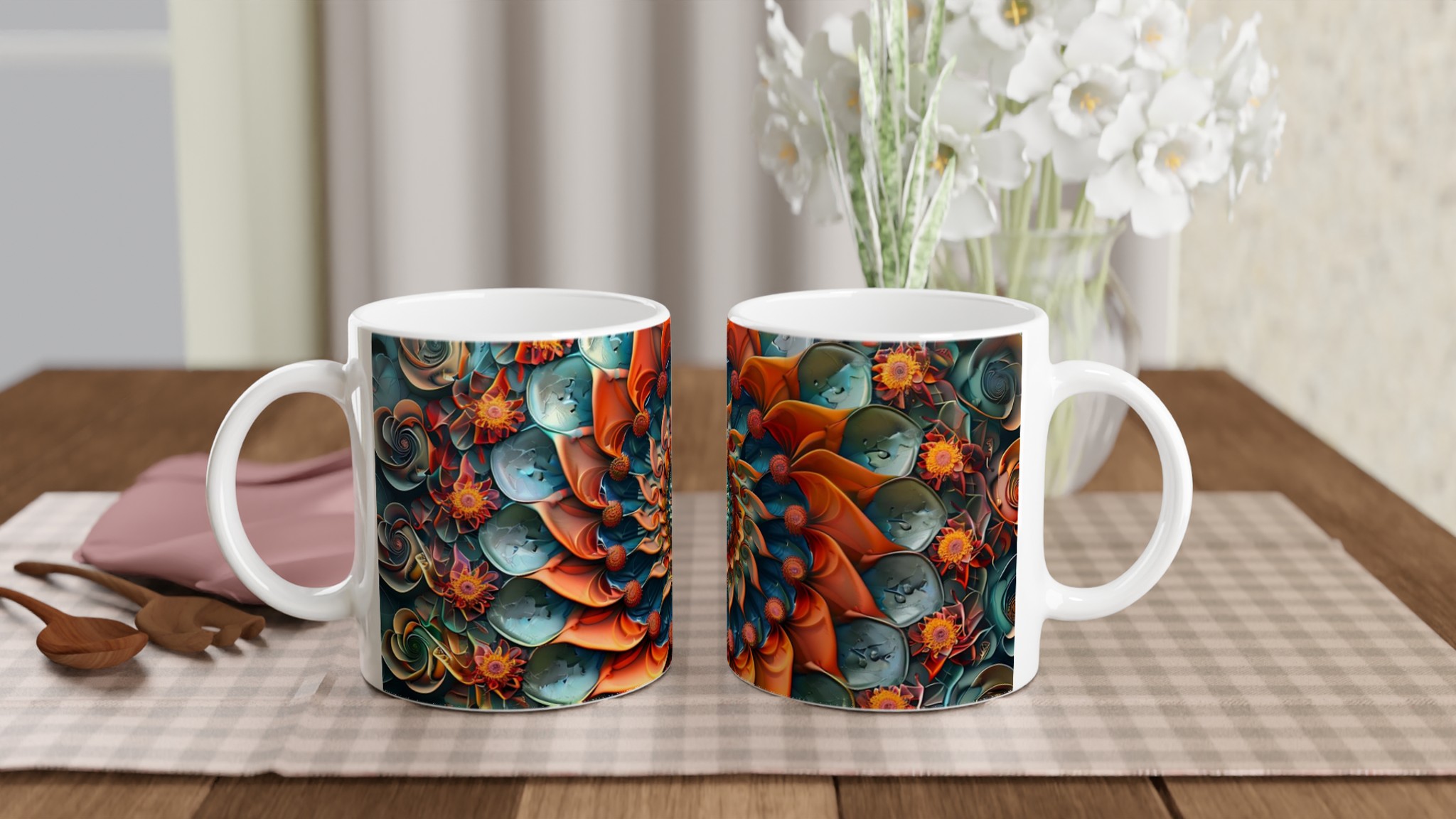 Abstrakt Spiralblomma Mugg – Konstnärlig 11oz Keramikmugg i Valfri Färg 11 850d0143-2495-4d33-8371-eb2f7279d808