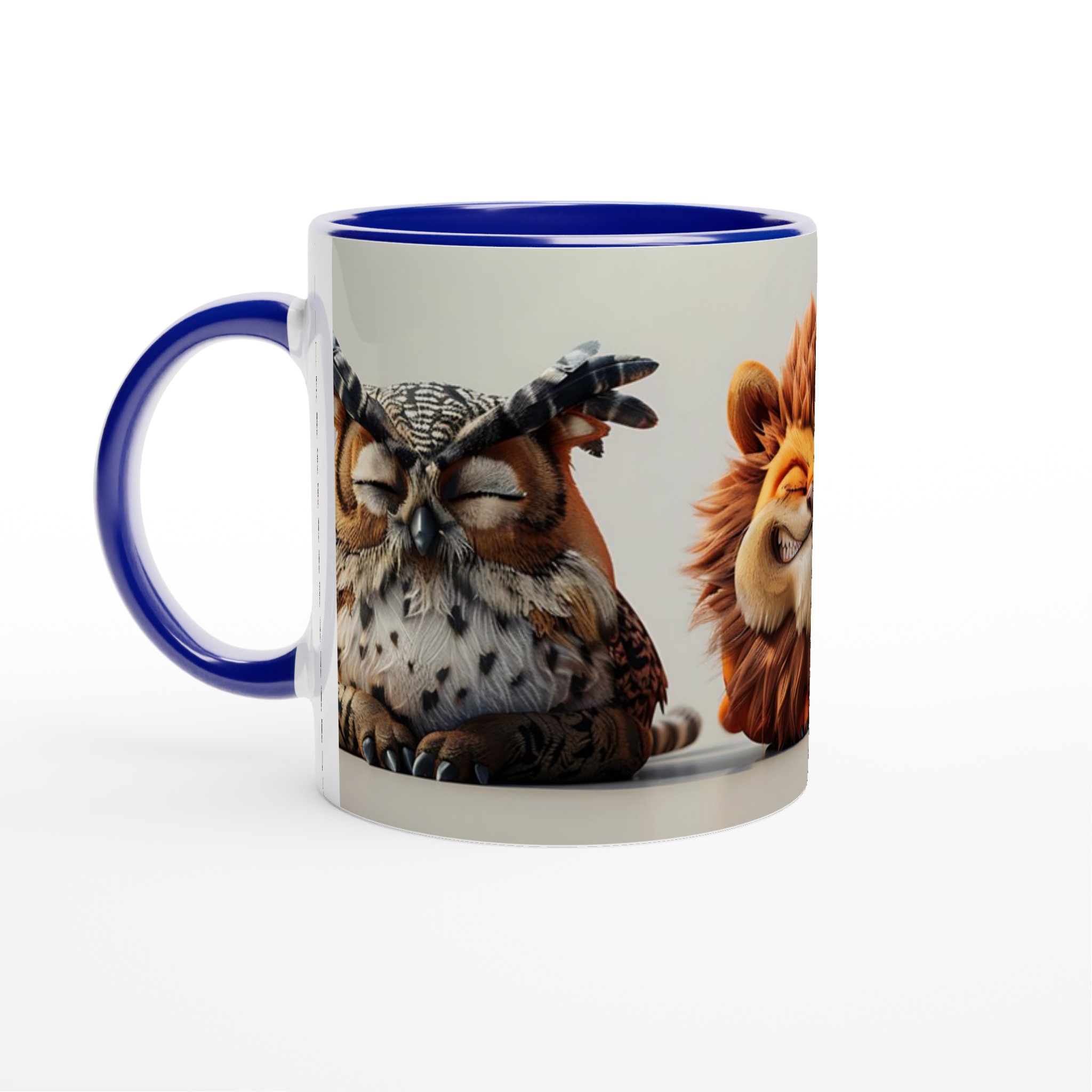 Humoristisk Djurmugg - Söta & Glada Vänner (Uggla, Lejon, Tiger) – 11oz Keramisk Mugg i Valfri Färg 2 8543c20b-c1e0-4a05-b6b3-df0a5d75a598