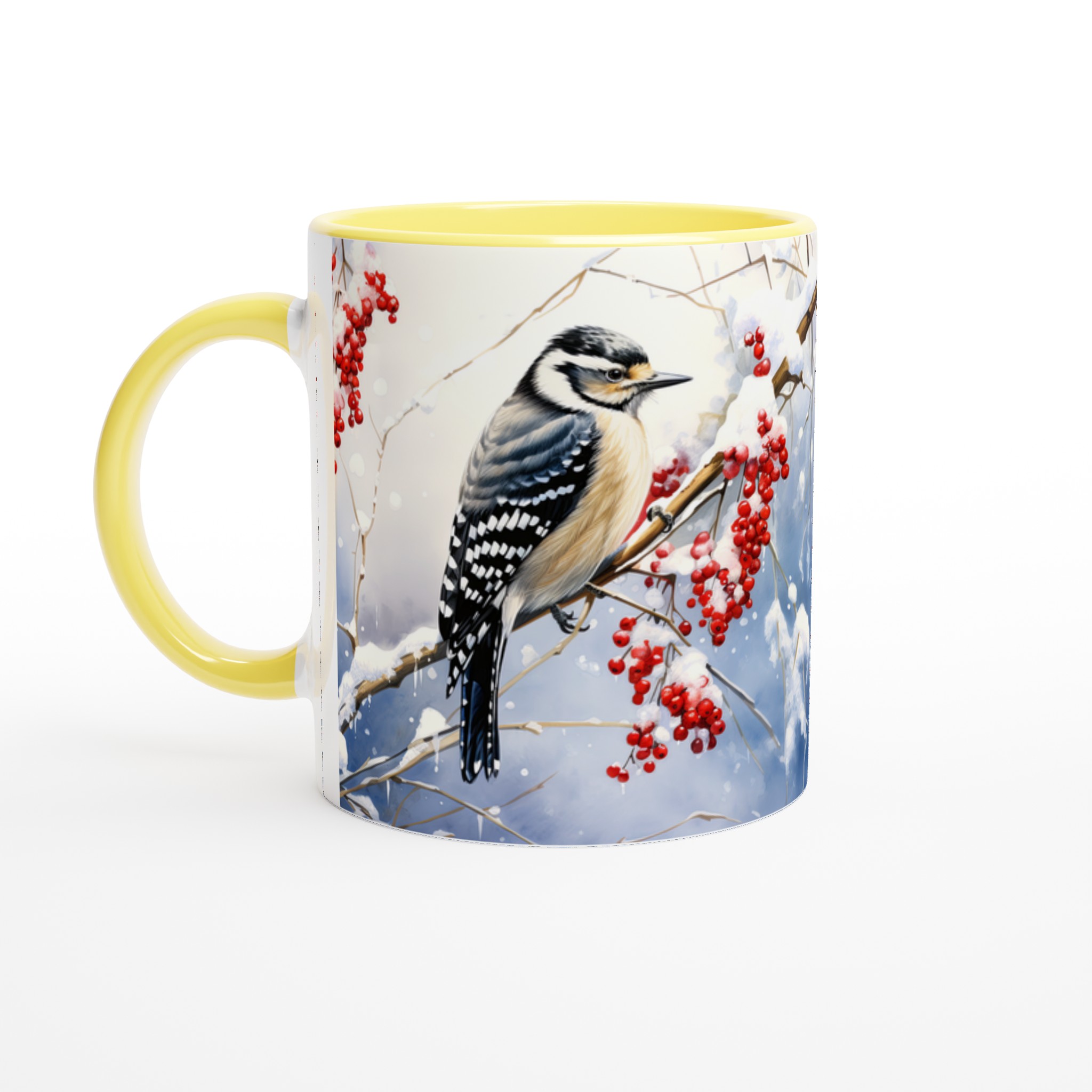 Vit 11oz keramisk mugg med vinterfågelmotiv – välj bland sju livfulla keramikkulörer 3 8557c5bd-53b9-45a5-a154-cc3b6162870a