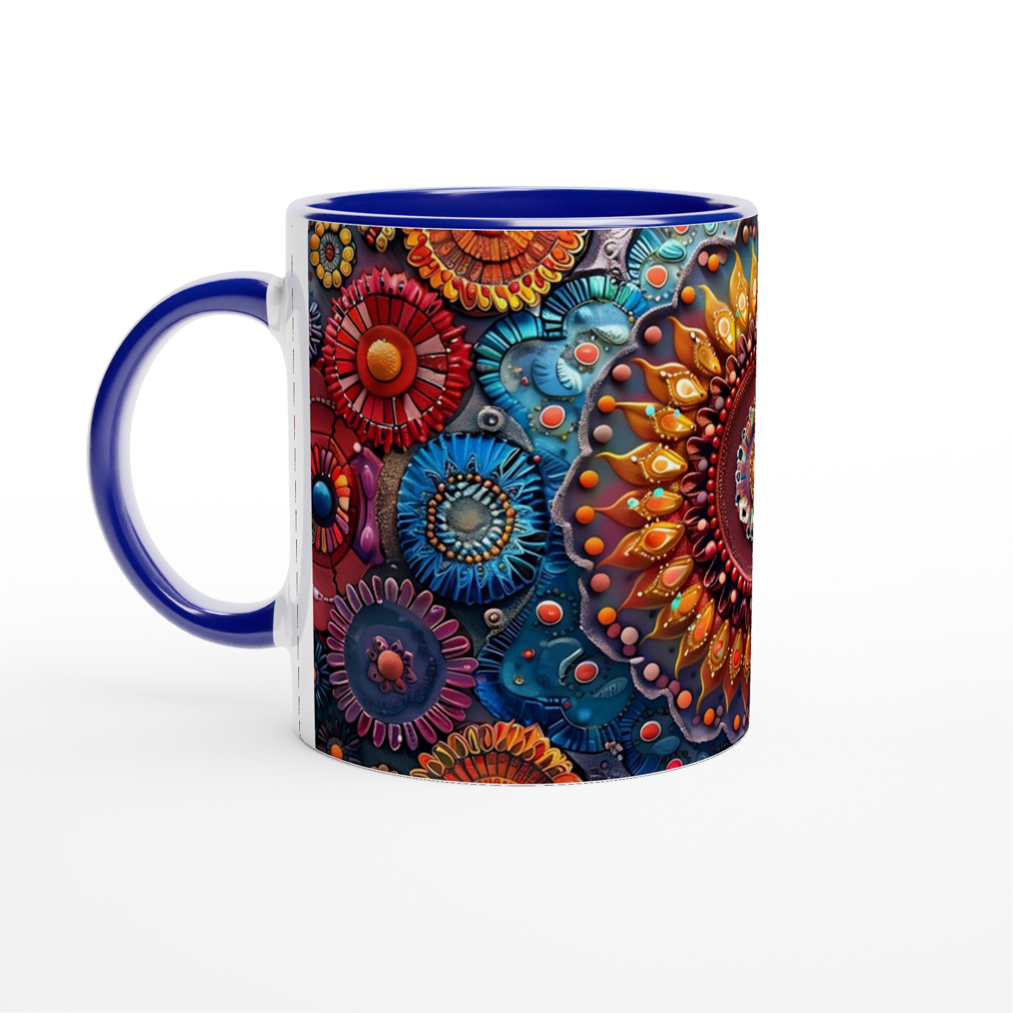 Mångfärgad Mandala Keramikmugg - 11oz Konstnärlig Kaffemugg i Ditt Val av Levande Färger 2 857e89c5-b1a1-4cd2-b782-d1ce9a085204