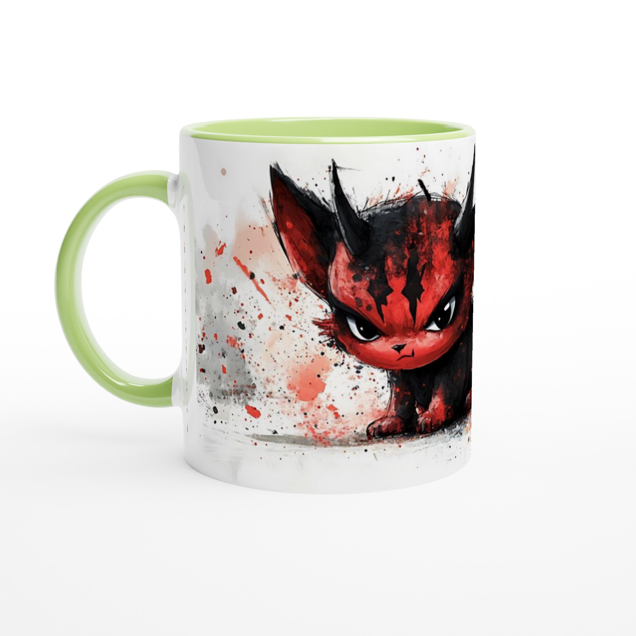 Red Devil Kitten Mugg - Unikt Svart & Rött Akvarelltryck i 11oz Keramik 7 85a2e20f-dac4-447a-9881-fa1209bdcf48