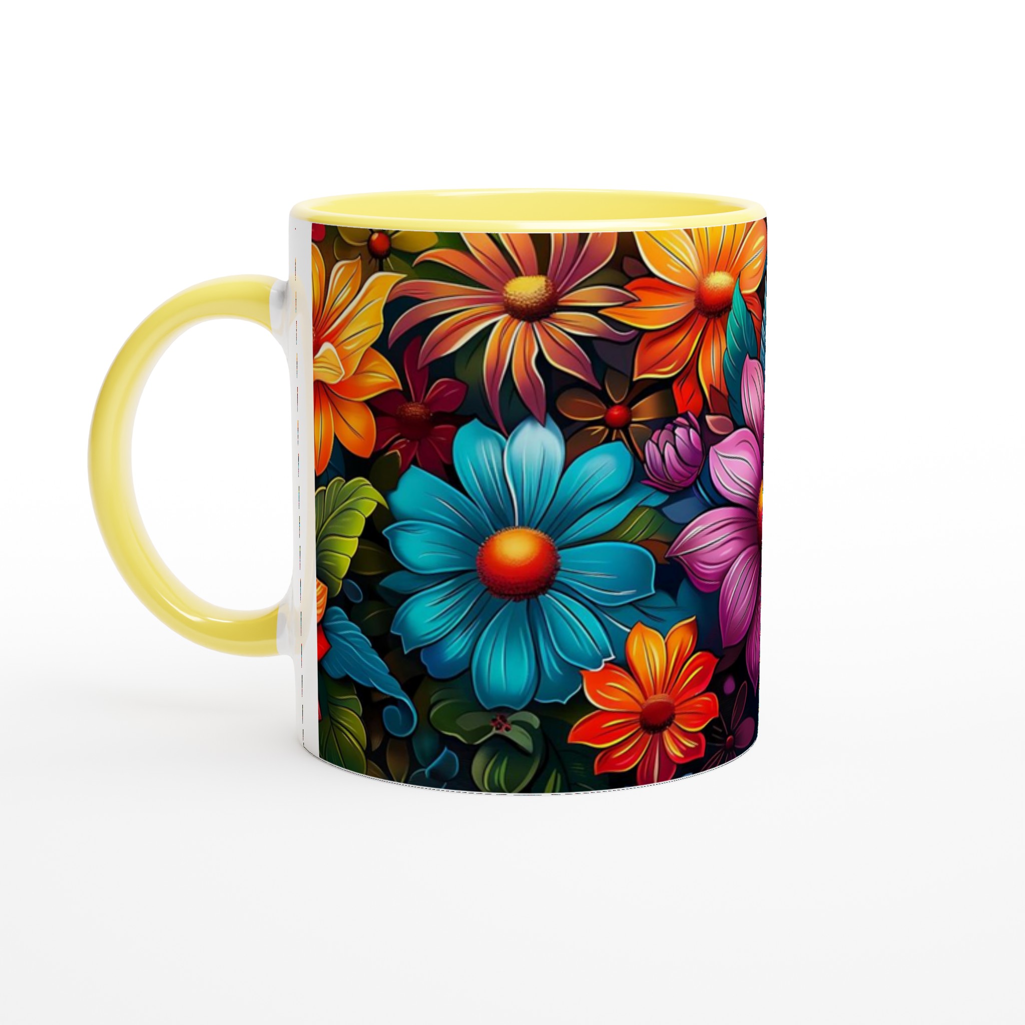 Färgsprakande Blomstermugg – 11oz Keramisk Kaffemugg i Ditt Val av 7 Livfulla Färger 4 85cc5977-da6e-4226-bc5d-b3f4e2ad2faa