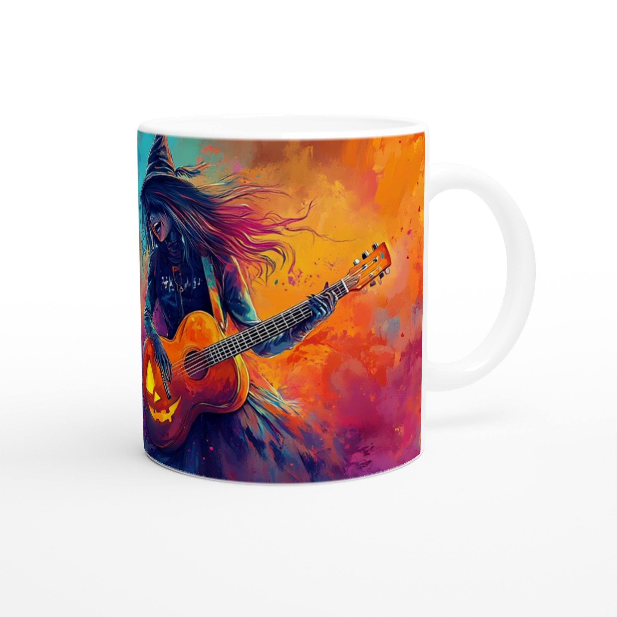 Rockande Häxa med Jack-o'-Lantern Gitarr - Konstnärlig 11oz Keramikmugg 9 860f96a7-ae95-4f83-ba80-69b89f621029
