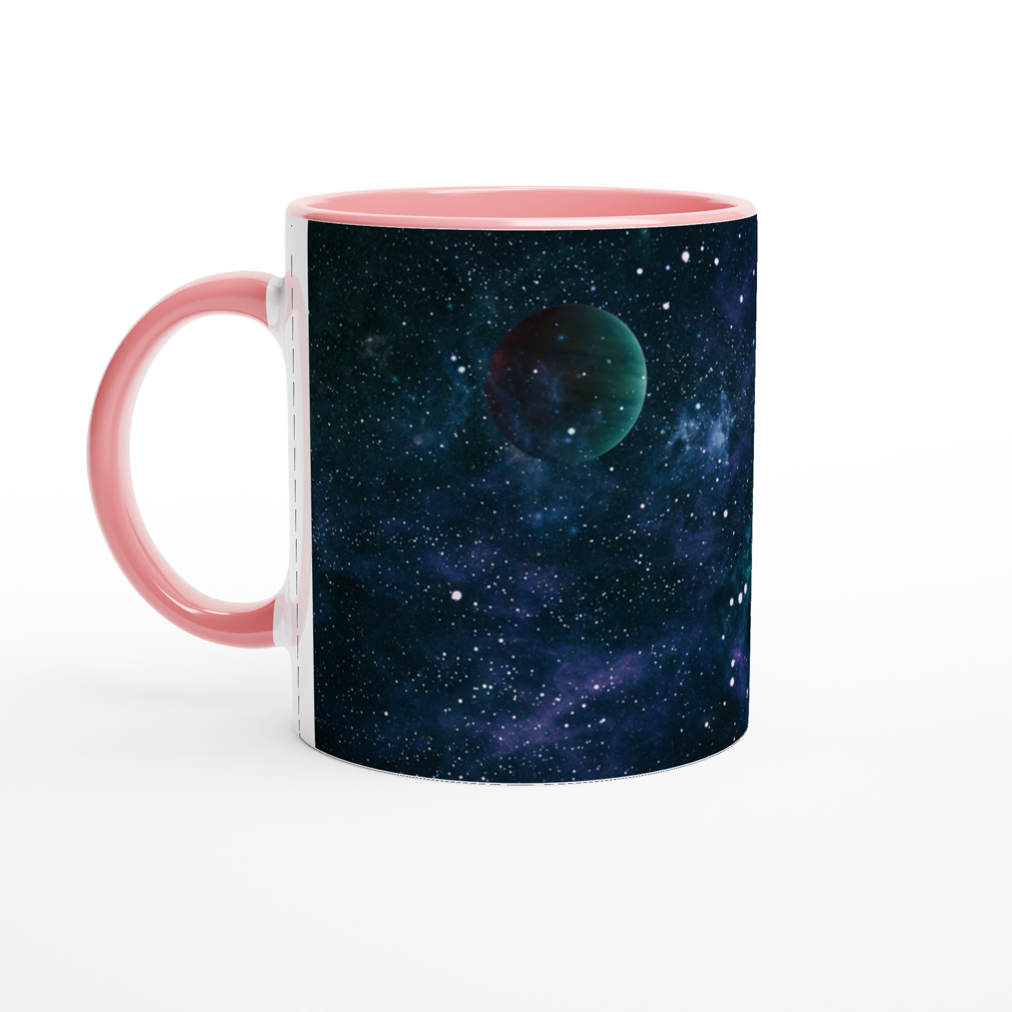 Vit 11oz keramisk mugg med rymdinspirerat kosmosmotiv i flera livfulla färger 6 861a5659-e140-4a8b-984b-f447a804ddf1