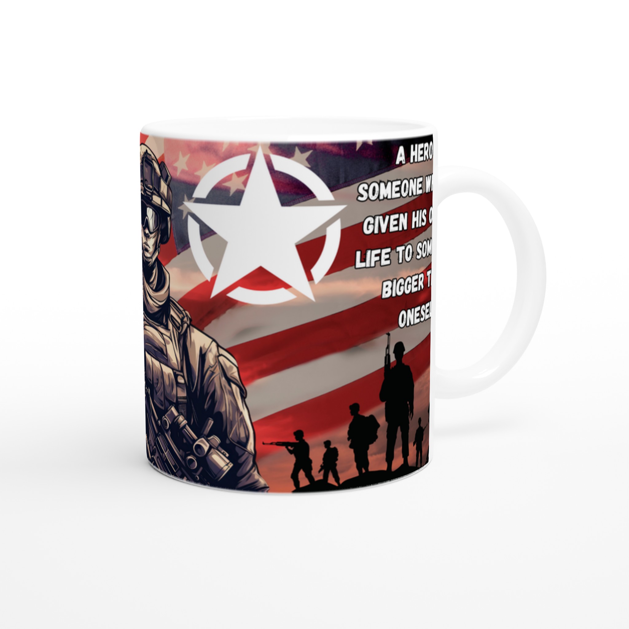 Vit 11oz keramisk mugg med patriotiskt soldatmotiv – välj bland 7 livfulla keramiska färger 9 86233a02-8d04-41fa-bb68-46dccbc26571