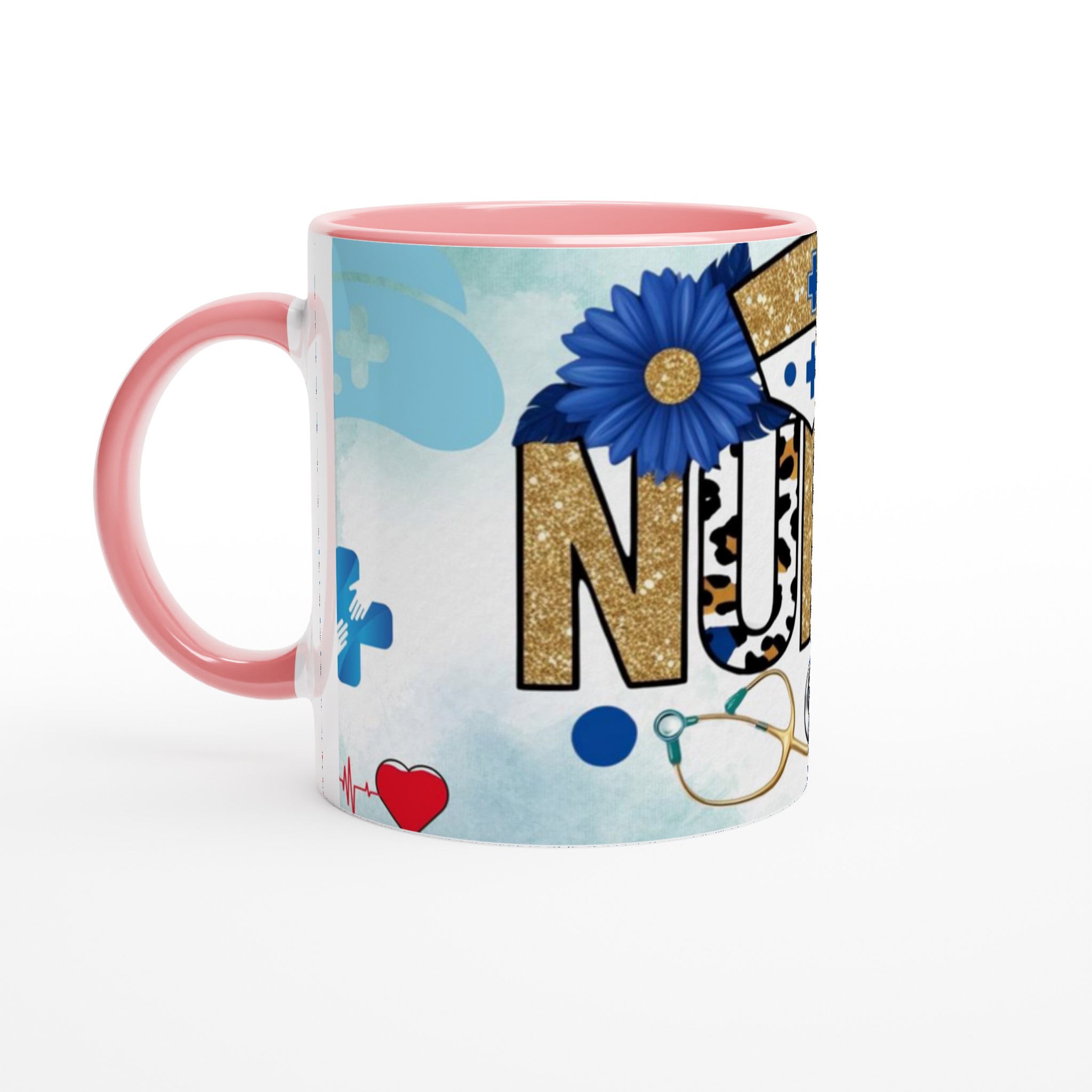 Stilren Vit 11oz Keramisk Mugg med Nurse-design i Guld, Leopard och Blått – Välj Din Favoritfärg! 7 864b4b58-d499-441c-9435-f8aa4ad1d180