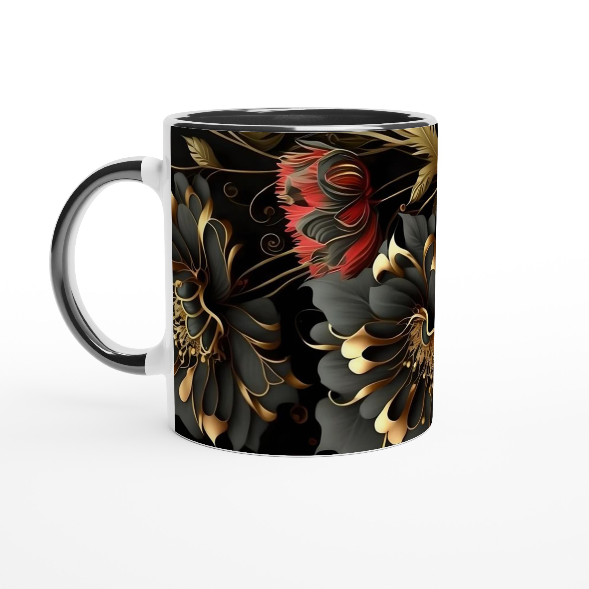 Elegant 11oz Keramisk Mugg med Gyllene Blommotiv – Välj Bland Flera Färger 4 8682fe27-7e4d-4f0c-b588-37938907fae7