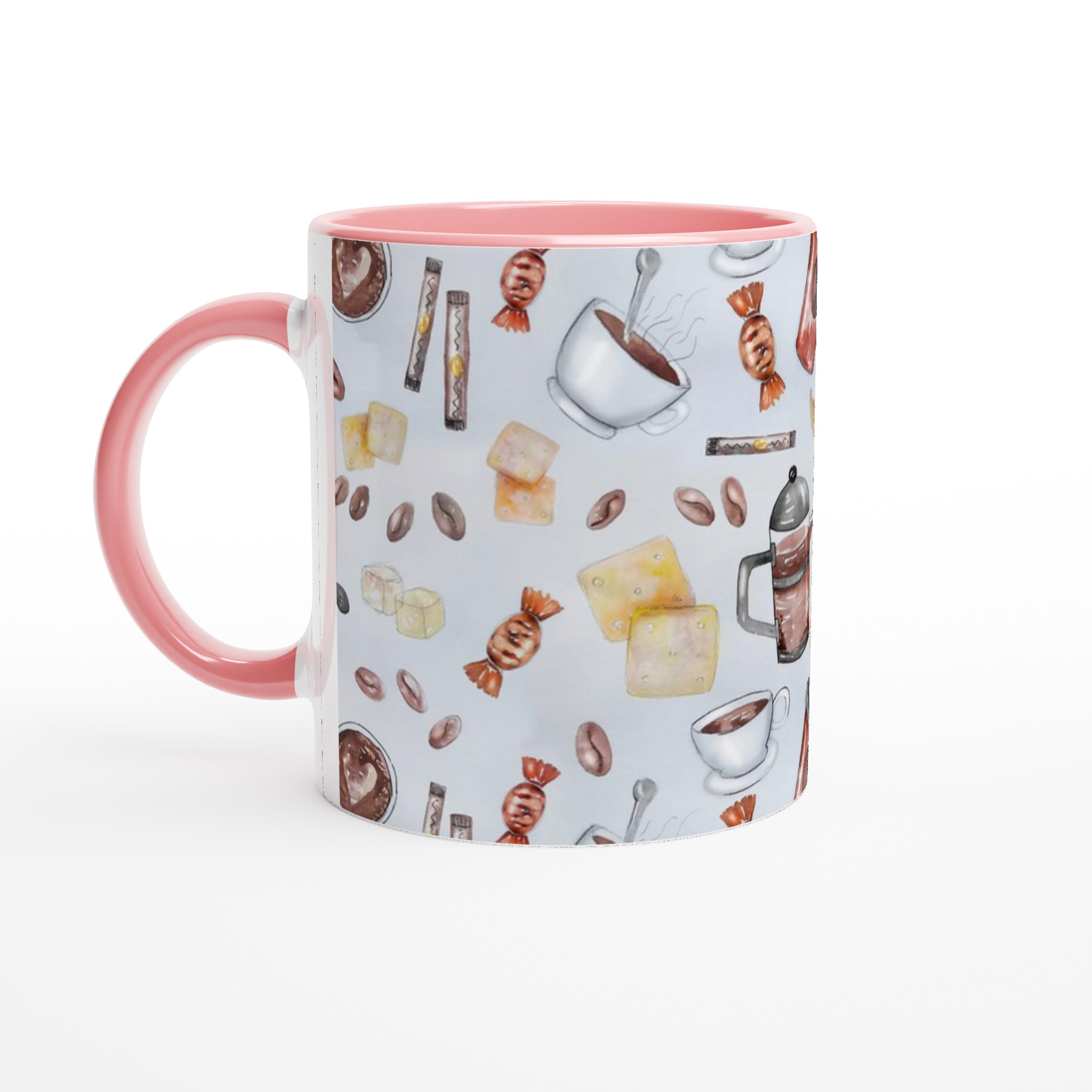 Vit 11oz keramisk mugg med charmigt kaffemotiv – välj bland sju livfulla färger 6 869fc53c-544b-4599-9163-8b6d0ec27e8d