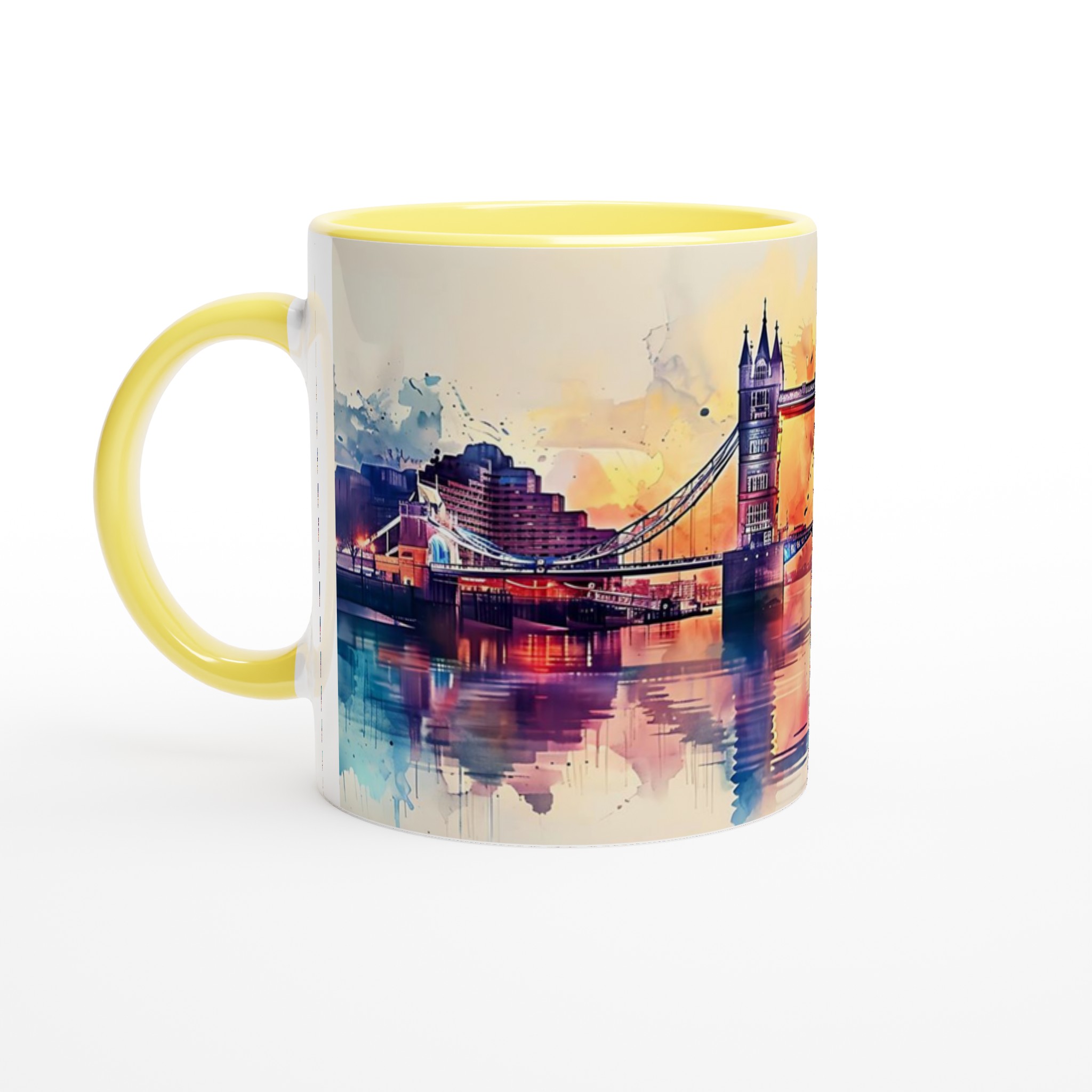 London Bridge Akvarellmugg – Konstnärligt Stadsscapes, 11oz Keramikmugg i ditt val av sju livliga färger 3 86c78ecc-7ef7-4737-bb1c-c79aa637002f