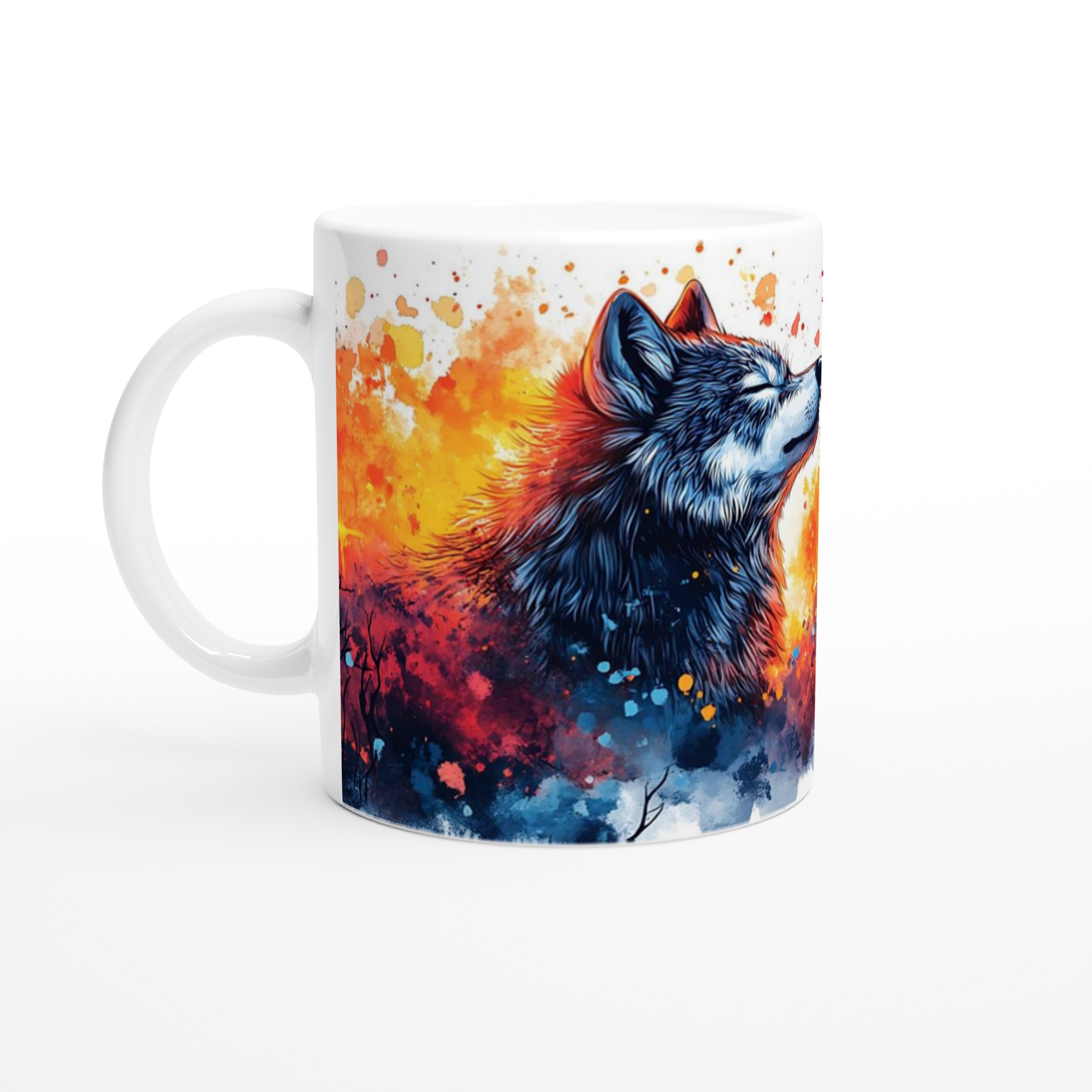 Mystisk Vargmugg i Akvarell – 11 oz Keramisk Kaffekopp med Månsken & Musik 1 86dc4bb2-1a90-4fd1-a931-ee43487b4b76