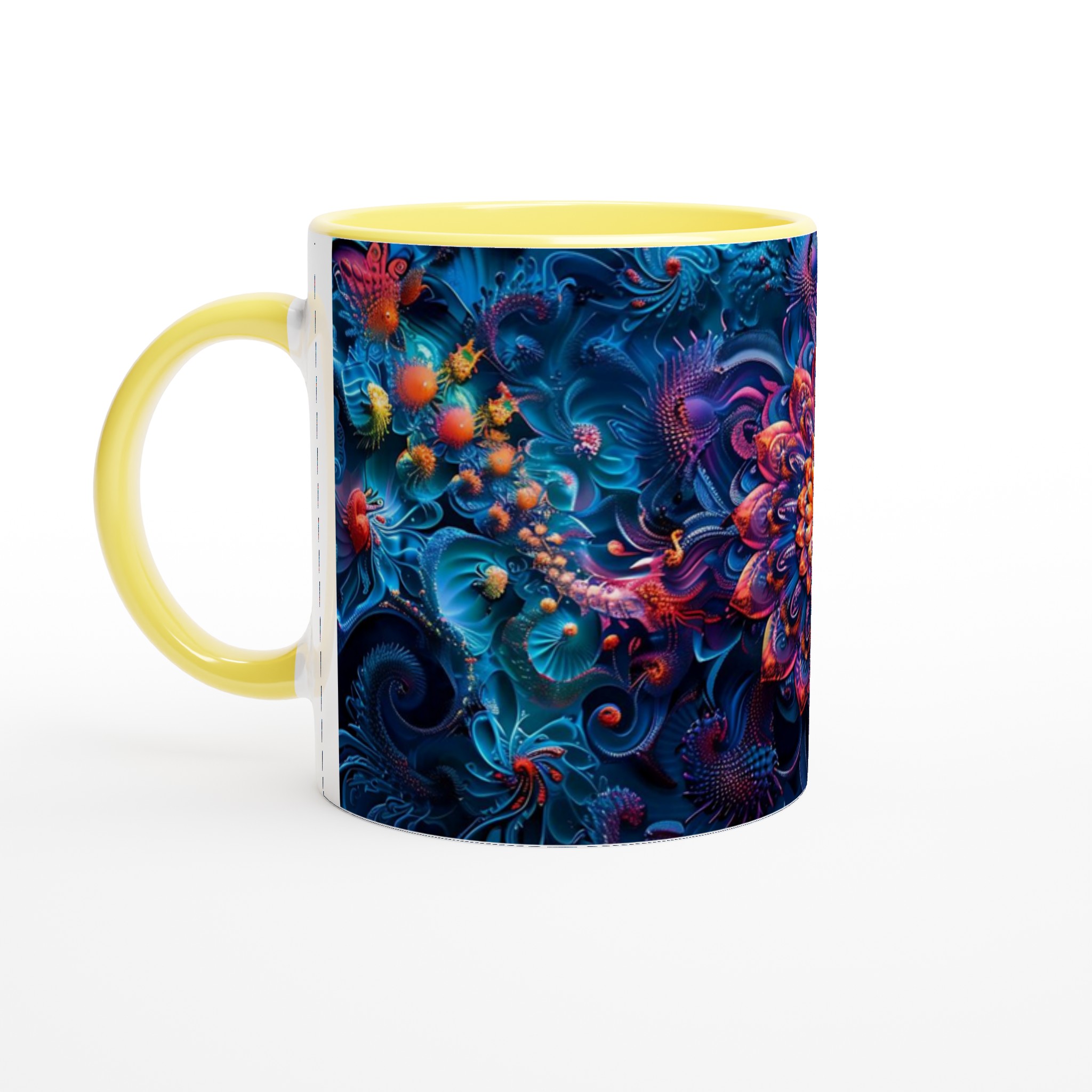 Kosmisk Blomsterprakt Keramikmugg – En Explosion av Färg och Mytisk Design (11oz) 3 8706fe51-38cb-43d8-a7e7-9b56e0ee70c5
