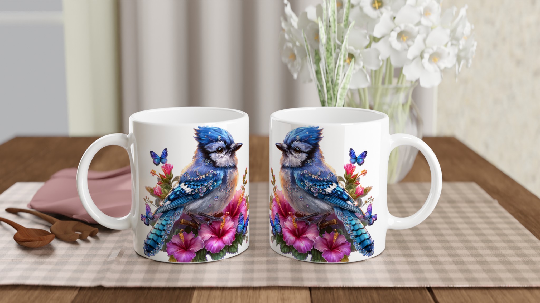Glittrande Blåskrika & Hibiskus Keramikmugg – Välj bland 7 Livfulla Färger! 10 874ab3ed-2f98-4421-8ef7-5cfde6e99f78