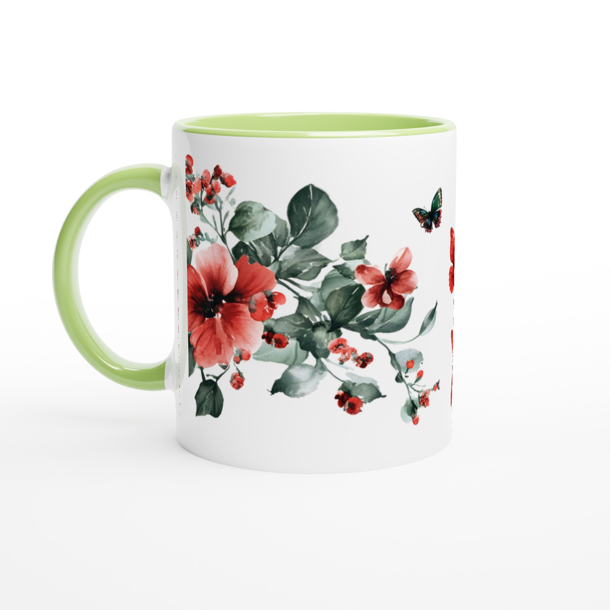 Fjäril och blomsterakvarell 11oz Keramisk Mugg – Välj bland 7 Livfulla Färger 7 8769f4e3-2fa6-4047-99f7-47eac319fab3