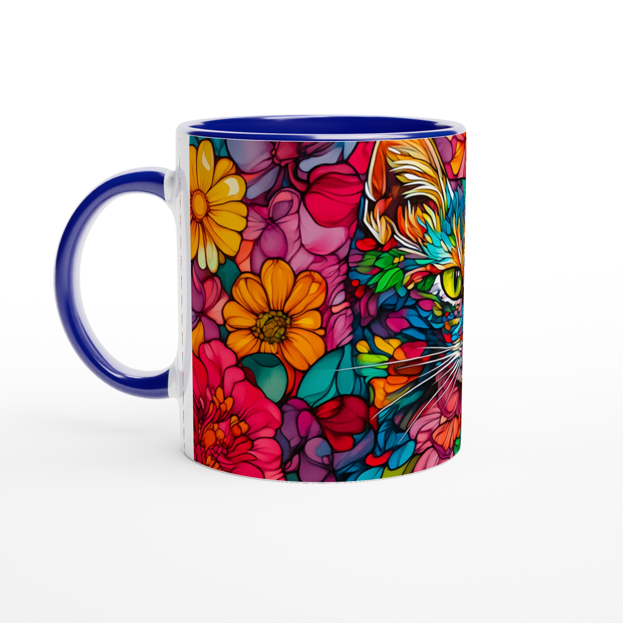 Färgsprakande Katt & Blommor Keramisk Mugg – Konstnärlig 11oz Kaffekopp i Valfri Färg! 2 876d93c9-66ec-456d-b96a-143396dc8596