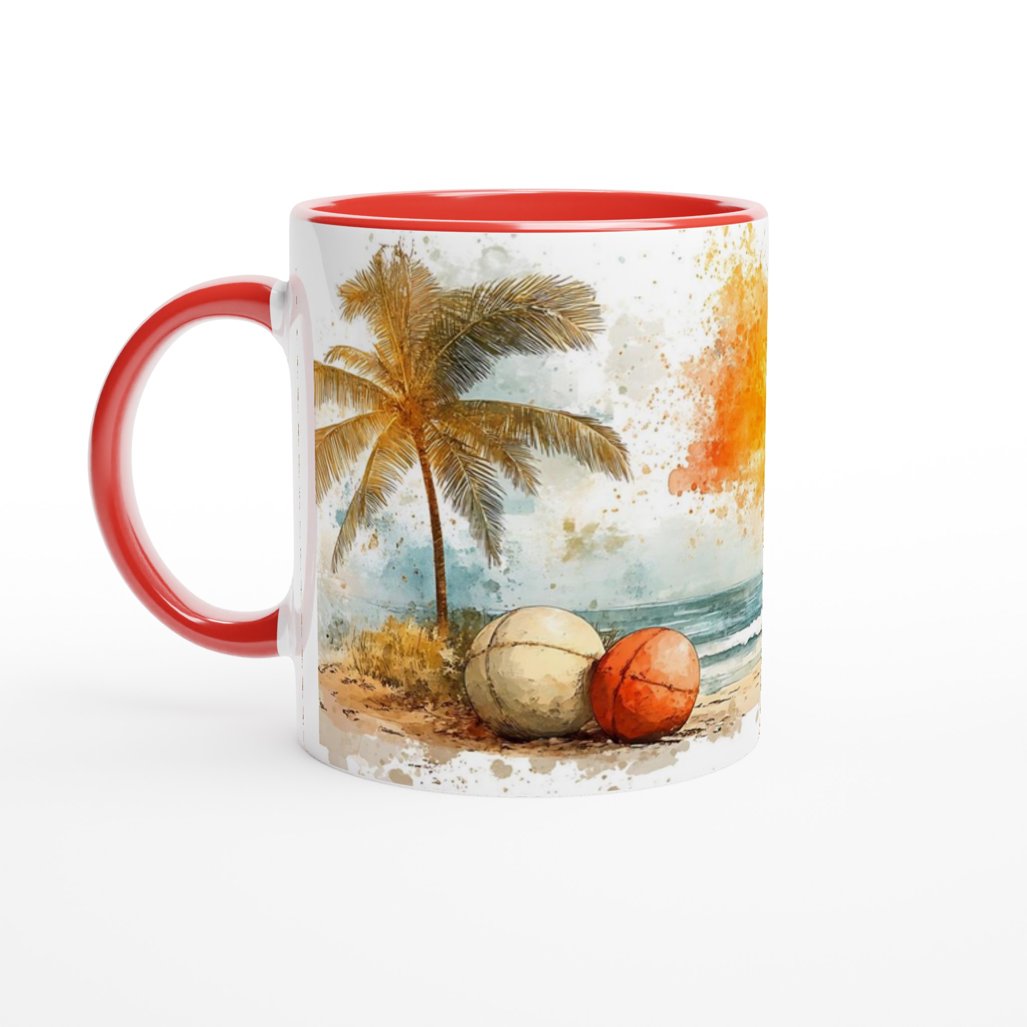 Tropisk Strand Mugg - 11oz Keramisk Kaffekopp med Surfmotiv & Palmträd i Akvarellstil, Välj bland Flera Färger 5 8772be78-a115-4dc2-9885-e526d34dce44
