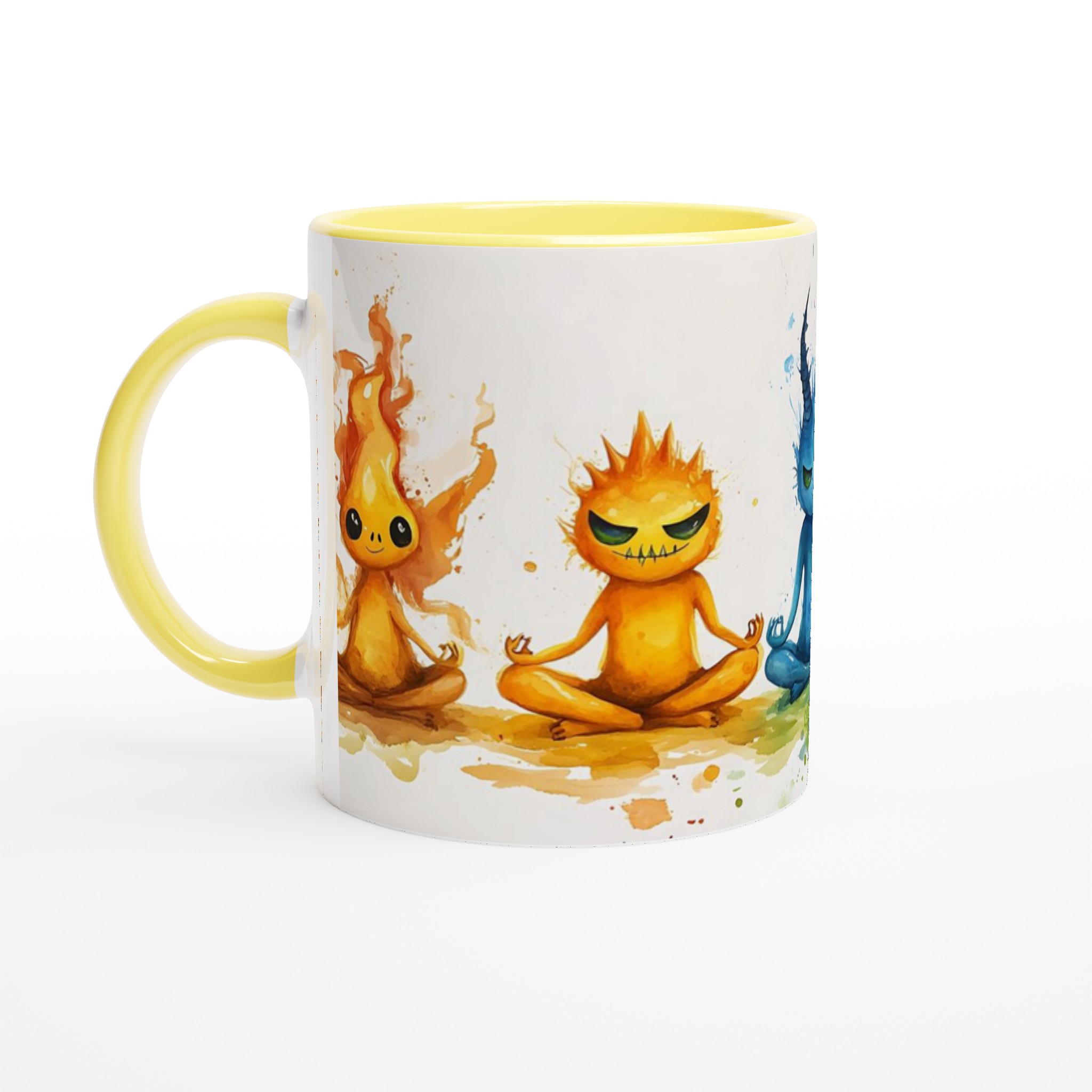 Meditating Elemental Spirits Keramikmugg - 11oz Konstnärlig Kopp för Balans & Glädje 3 878b8706-264f-4177-87f6-bc4d6ca70fc6