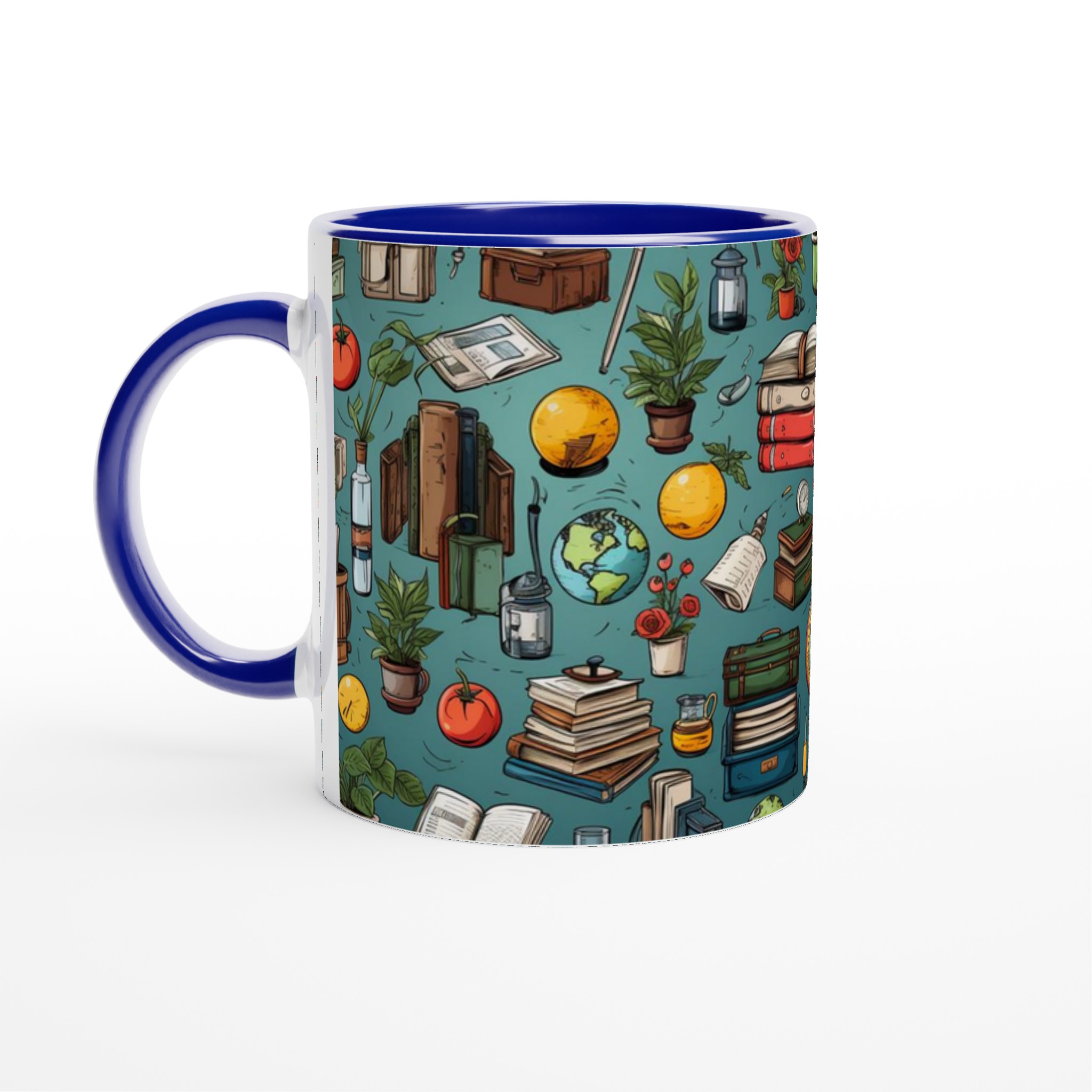 Vit 11oz keramisk mugg med vintage skolmotiv – välj mellan sju levande färger 2 879aac79-edaa-4652-9925-cc3d6e3d9f6a