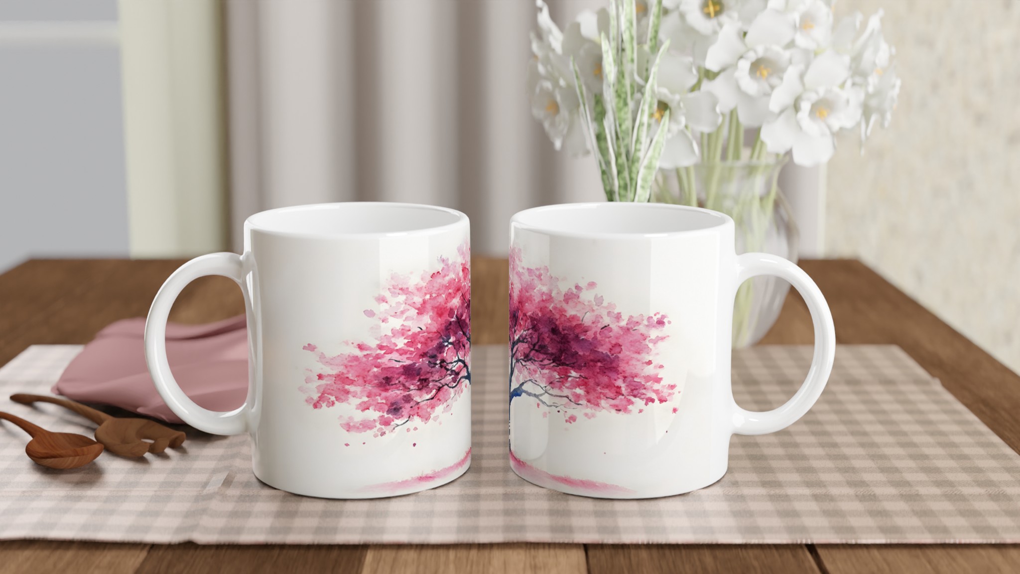Körsbärsträds Mugg - Akvarell-inspirerad Keramisk Kaffemugg i 7 Färger 10 87b5e6eb-f84c-4fe0-ae12-3fb644f5121a