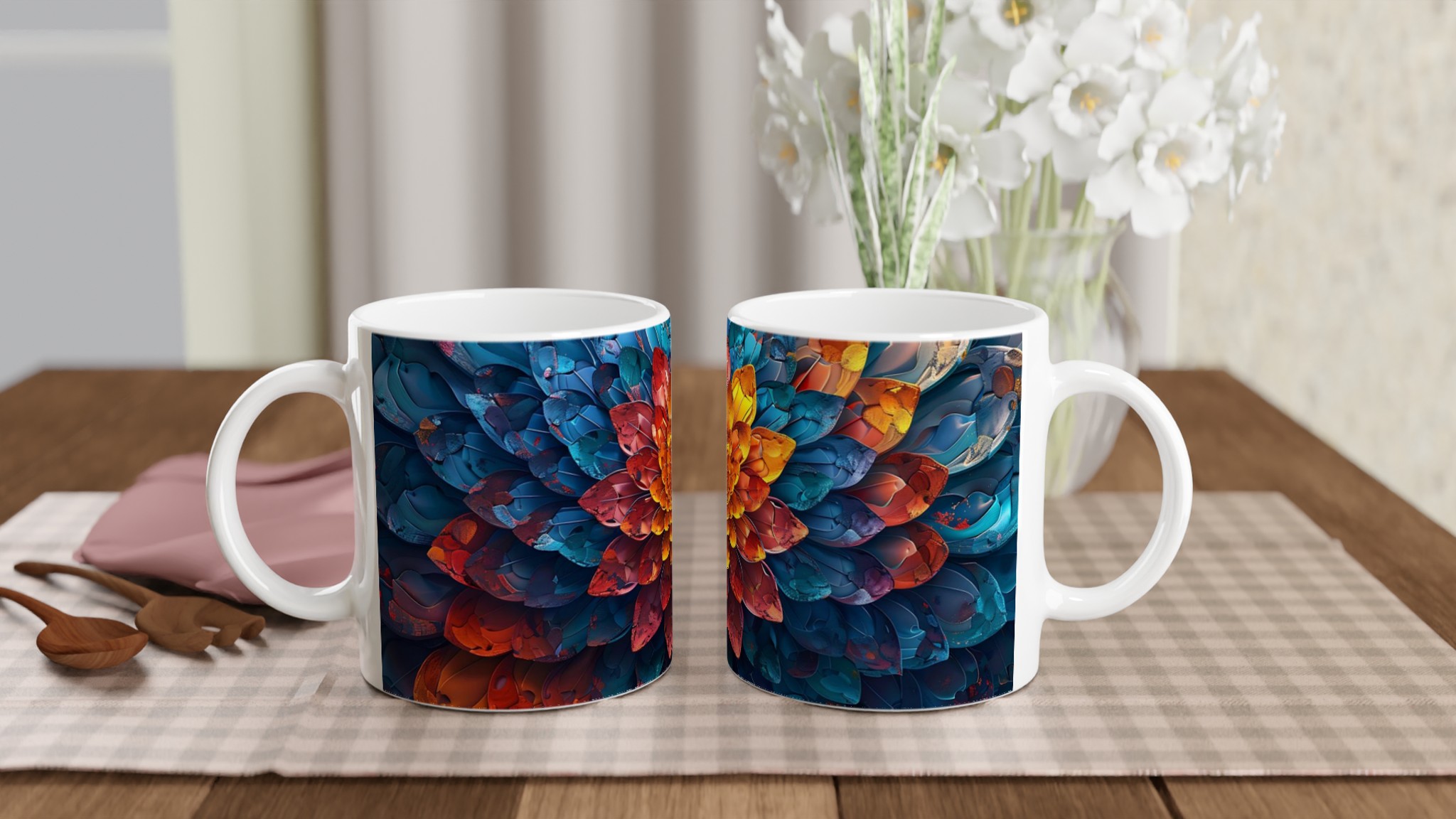 Abstrakt Blommig 11oz Keramisk Mugg – Konstnärlig Kaffekopp i Klara Färger 10 87cab0f2-86d3-4652-b3a0-e4ff612016f1