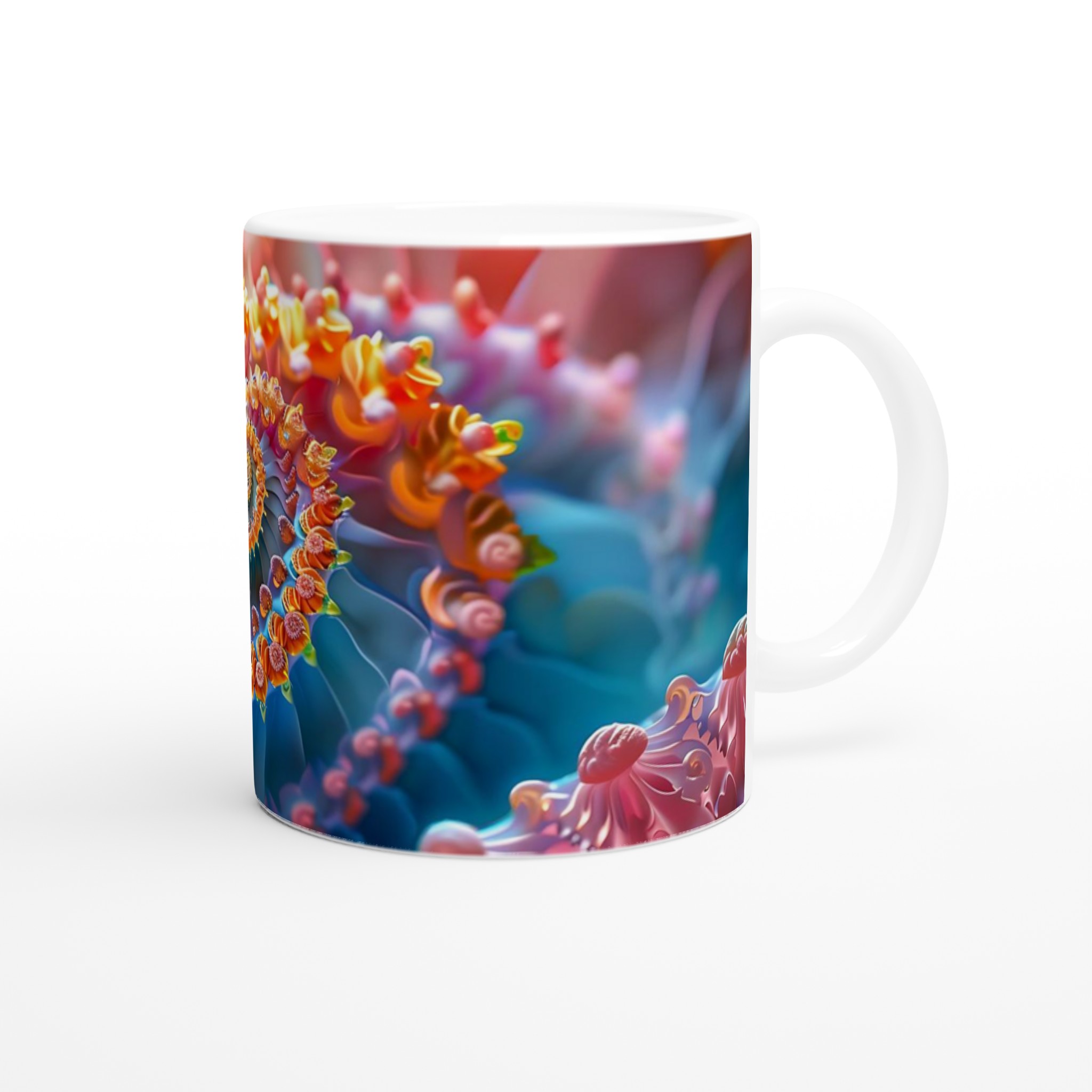 Abstrakt Fraktal Konst Mugg – 11oz Keramisk Kaffekopp i Klara Färger 9 87dd1ad9-ab2f-4062-aefc-fdfc113a5f14