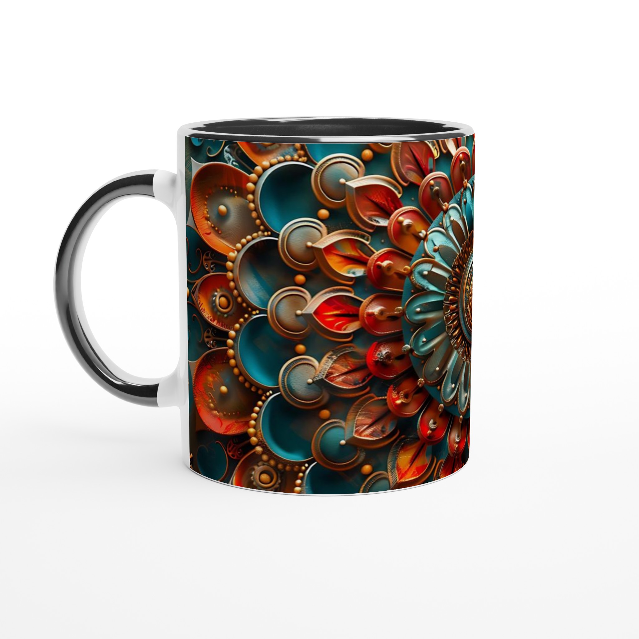 Abstrakt Mandala 11oz Keramikmugg – Teal, Roströd & Guld design i valfri färg 4 87e2d55d-0fc4-4b24-b9f7-6ca38c5a14e4