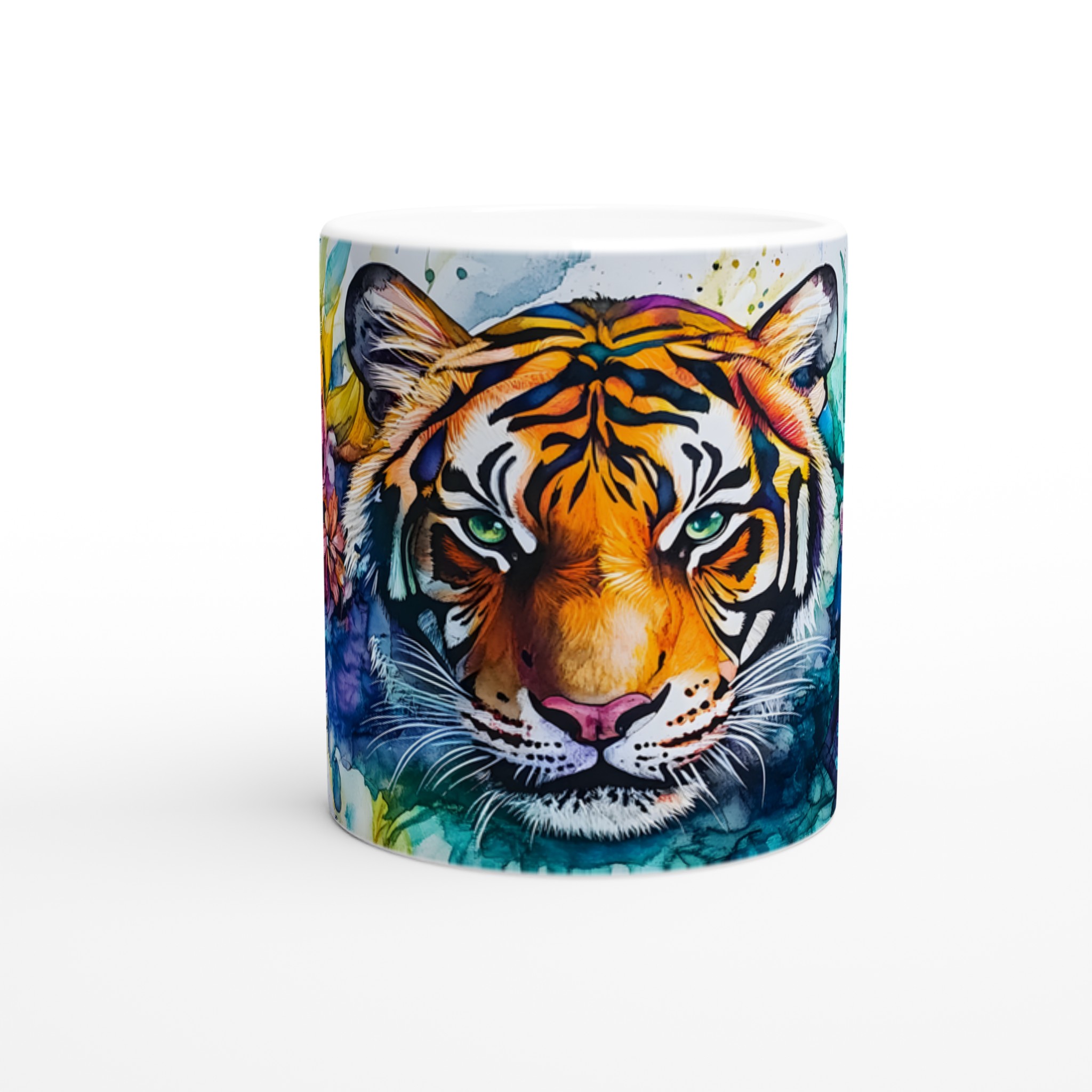 Konstfull Tiger Mugg: Färgstark Akvarell Design, 11oz Keramik – Välj Din Färg! 8 87ec83ad-2d21-4955-9acb-37838b182104