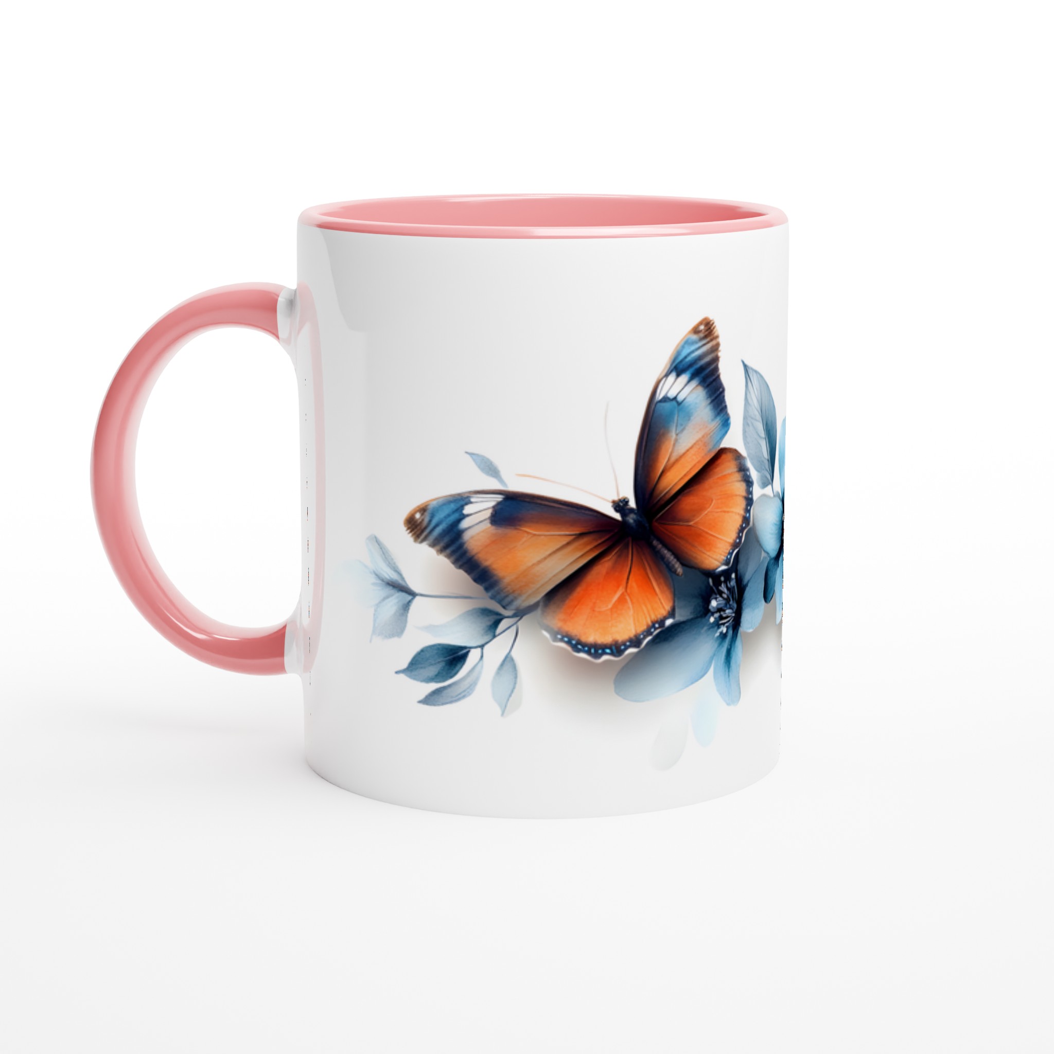 Fjäril & Blå Blomster Keramikmugg – 11oz Vit Kopp för Naturälskare 6 8809a5a8-a858-4010-a474-21ecce2bdf30