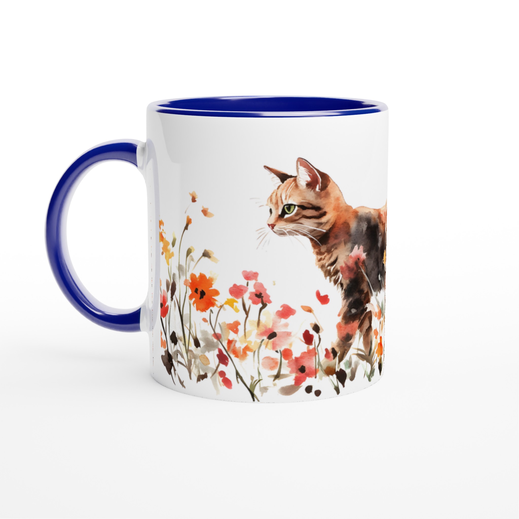 Katt bland Vildblommor Akvarellmugg – 11oz Keramikmugg i ditt val av 7 färger 2 880c40fd-01f2-4aa8-a137-285db378cae7