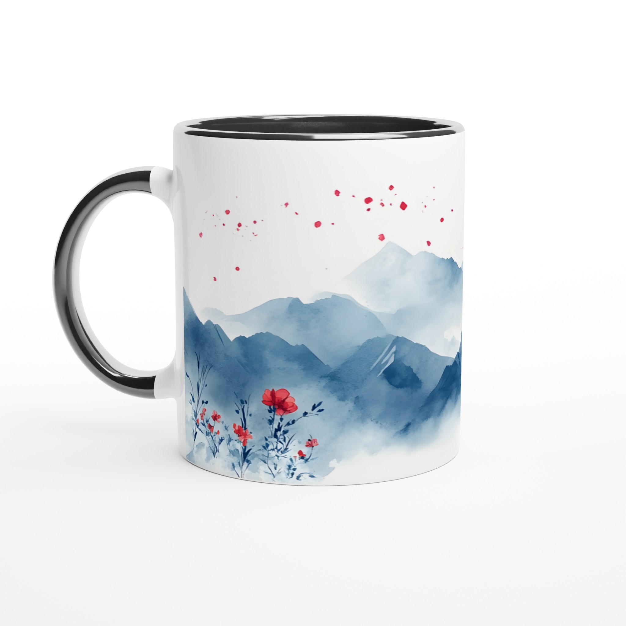 Dimhöljda Berg & Röda Blom – 11oz Keramisk Mugg för Konstälskaren i Sju Färgval 4 882a15e1-03ed-4d1b-a73b-70692e659f25
