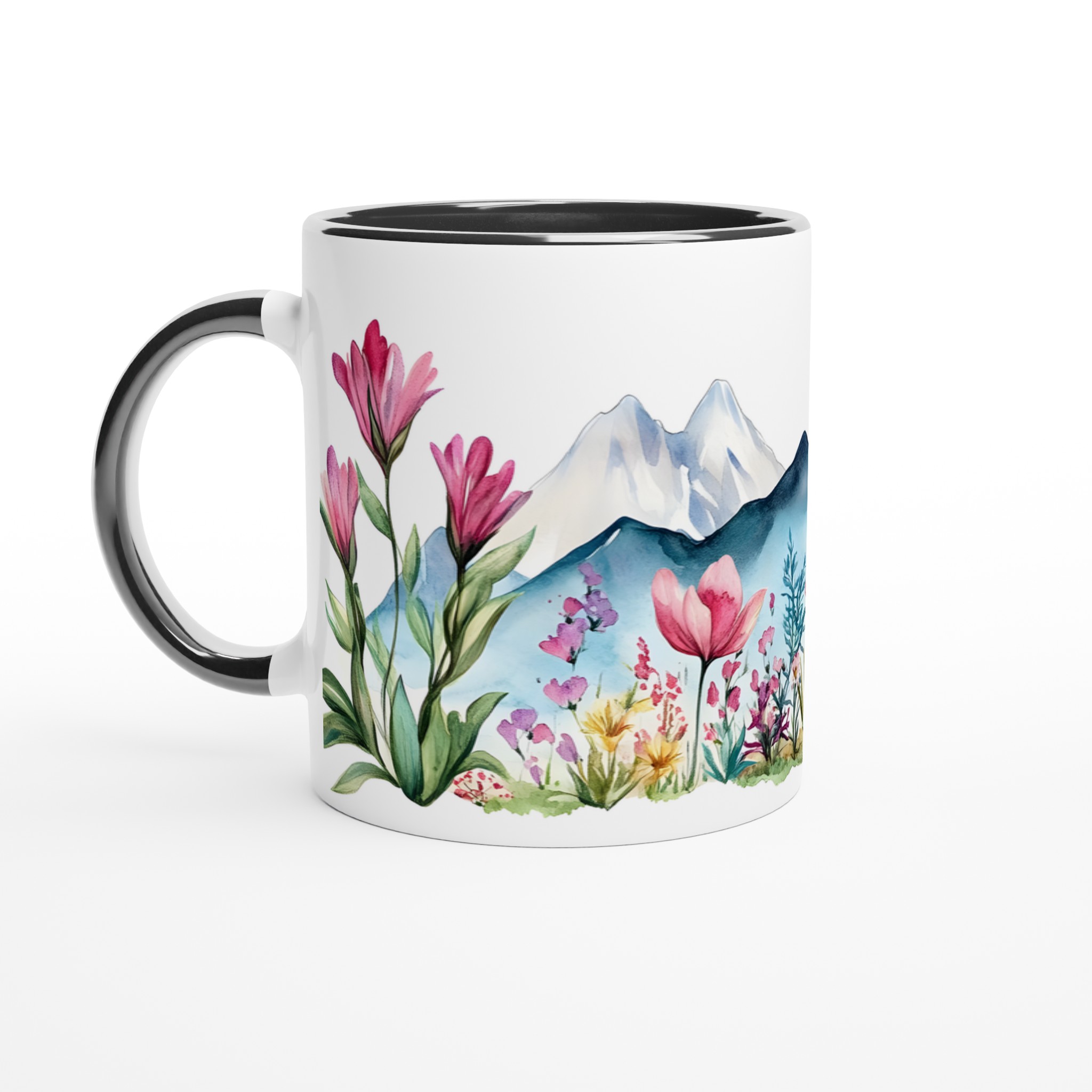 Akvarellblommig bergsmugg – 11 oz keramikmugg i ditt val av 7 färger 4 8851c514-e709-4bc1-973a-a2a05cbc7dcd