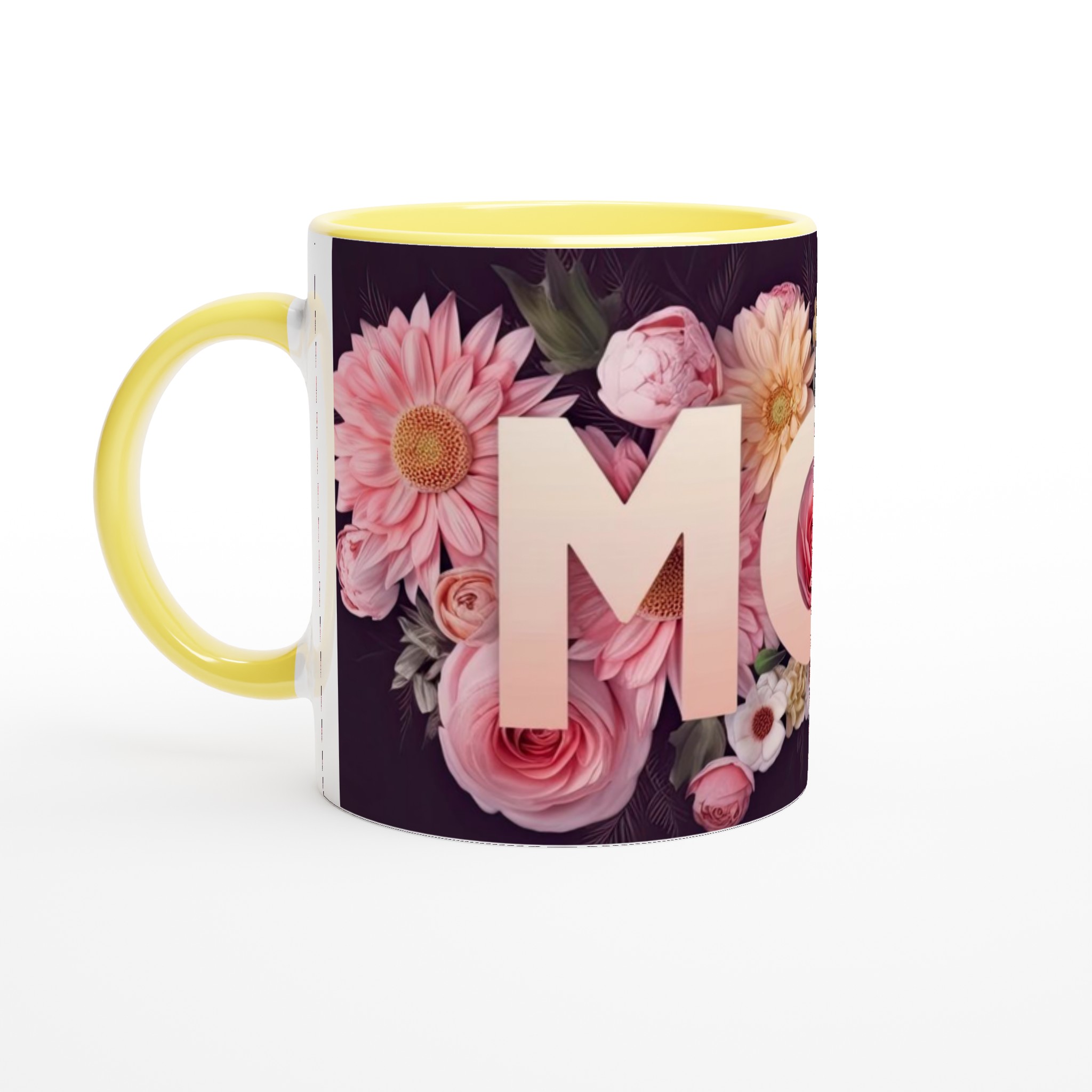 Vit 11oz keramisk mugg med blomstrande MOM-design – välj bland sju färgstarka keramiska nyanser 3 88b2b941-5af2-4fb2-9b37-7f1eb02a1cfb