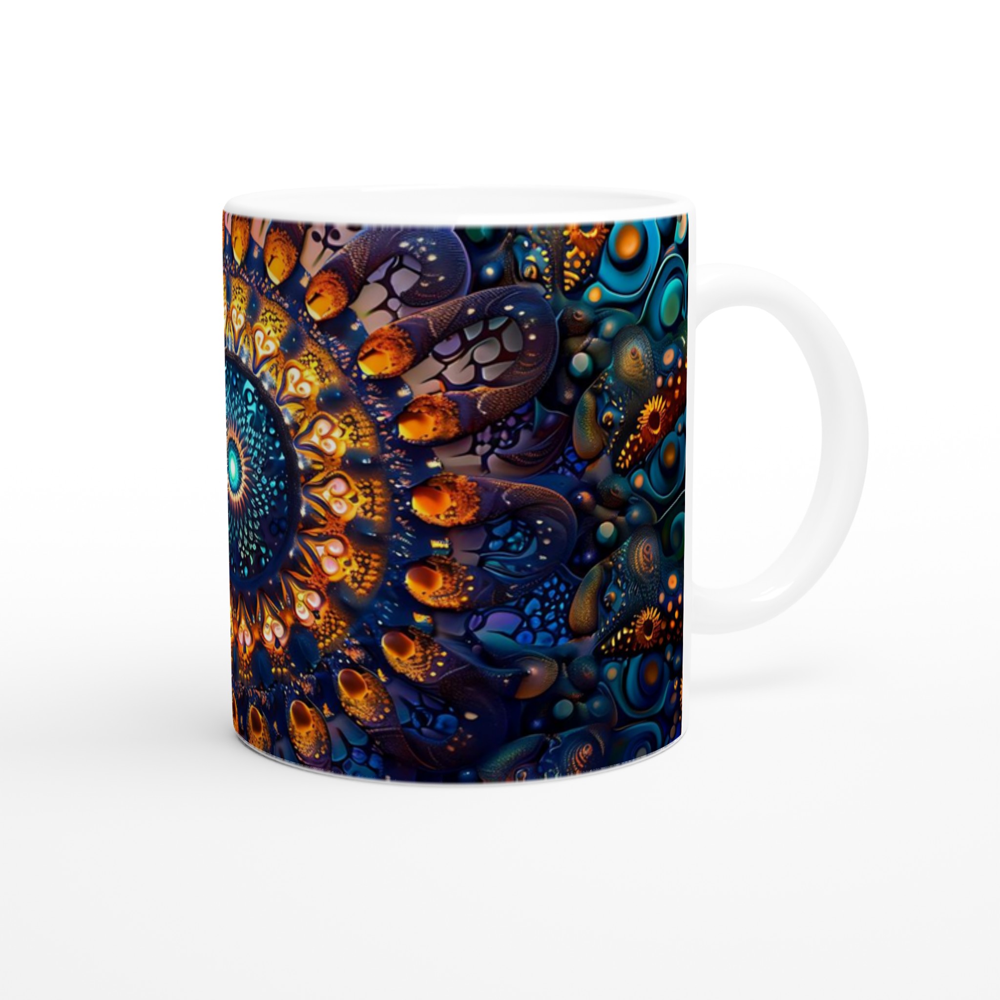 Kosmisk Mandala Mugg – 11oz Keramikmugg med Mystisk Abstrakt Konst i Guld & Turkos 9 88ca87e1-d7ae-4276-866a-8443da538ea8