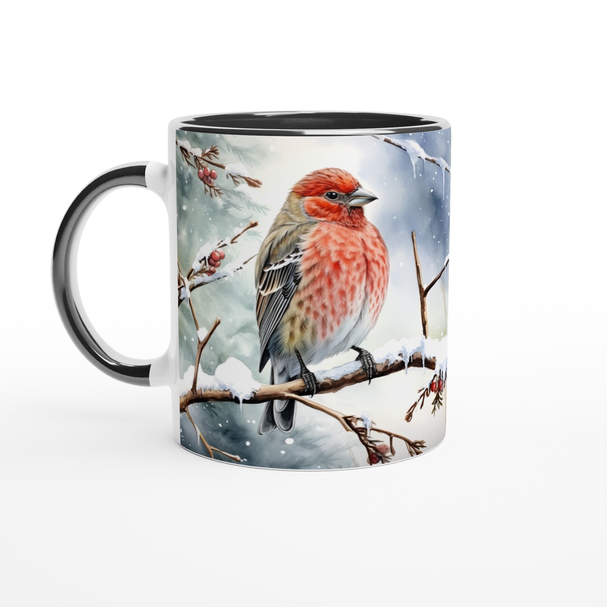 Vit 11oz keramisk mugg med vinterfågelmotiv – välj bland sju vackra keramfärger 4 88cfd556-4ec0-4019-858f-4e53eabac18b